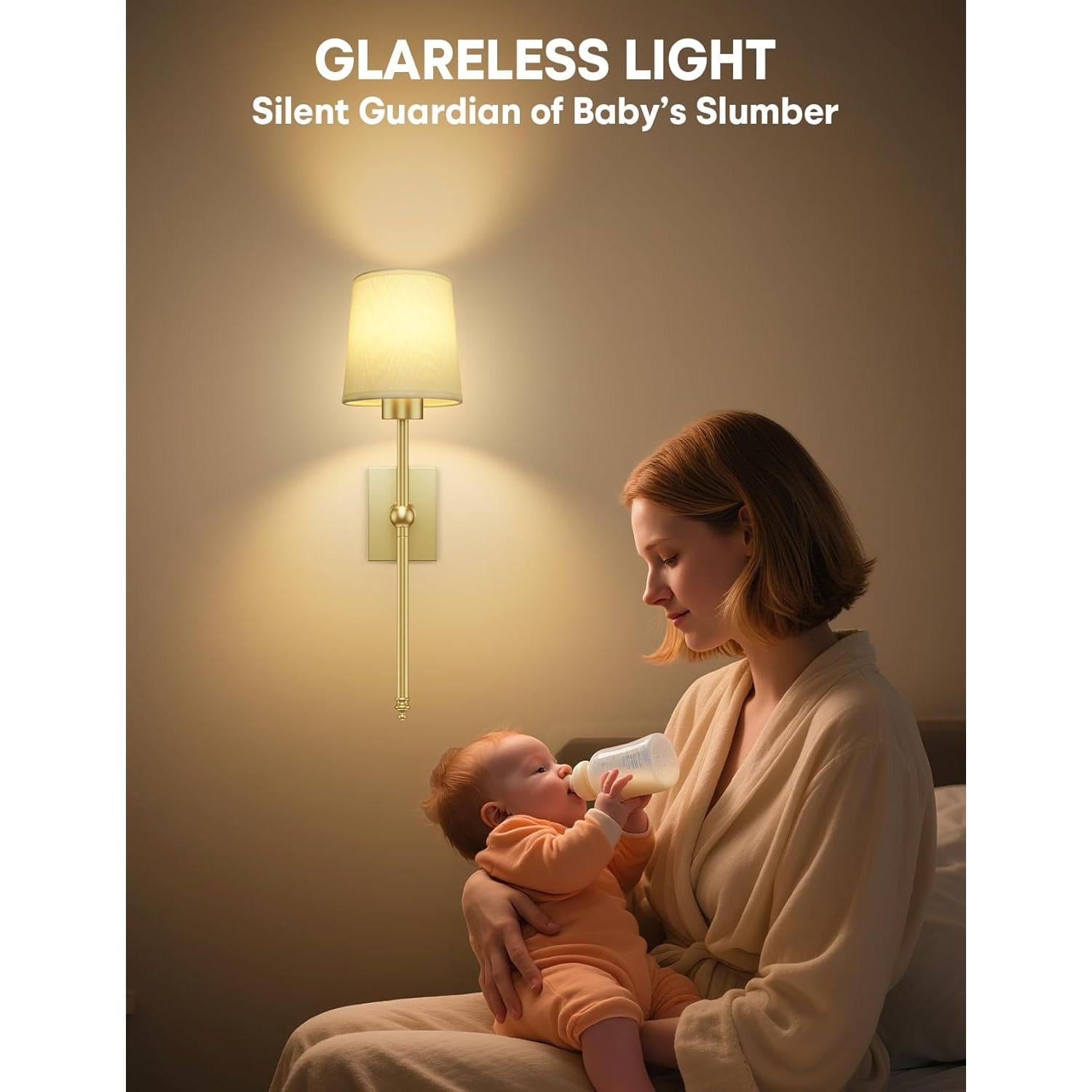 Juego de Apliques de Pared Inalámbricos TOOWELL 2 Unidades LED Oro