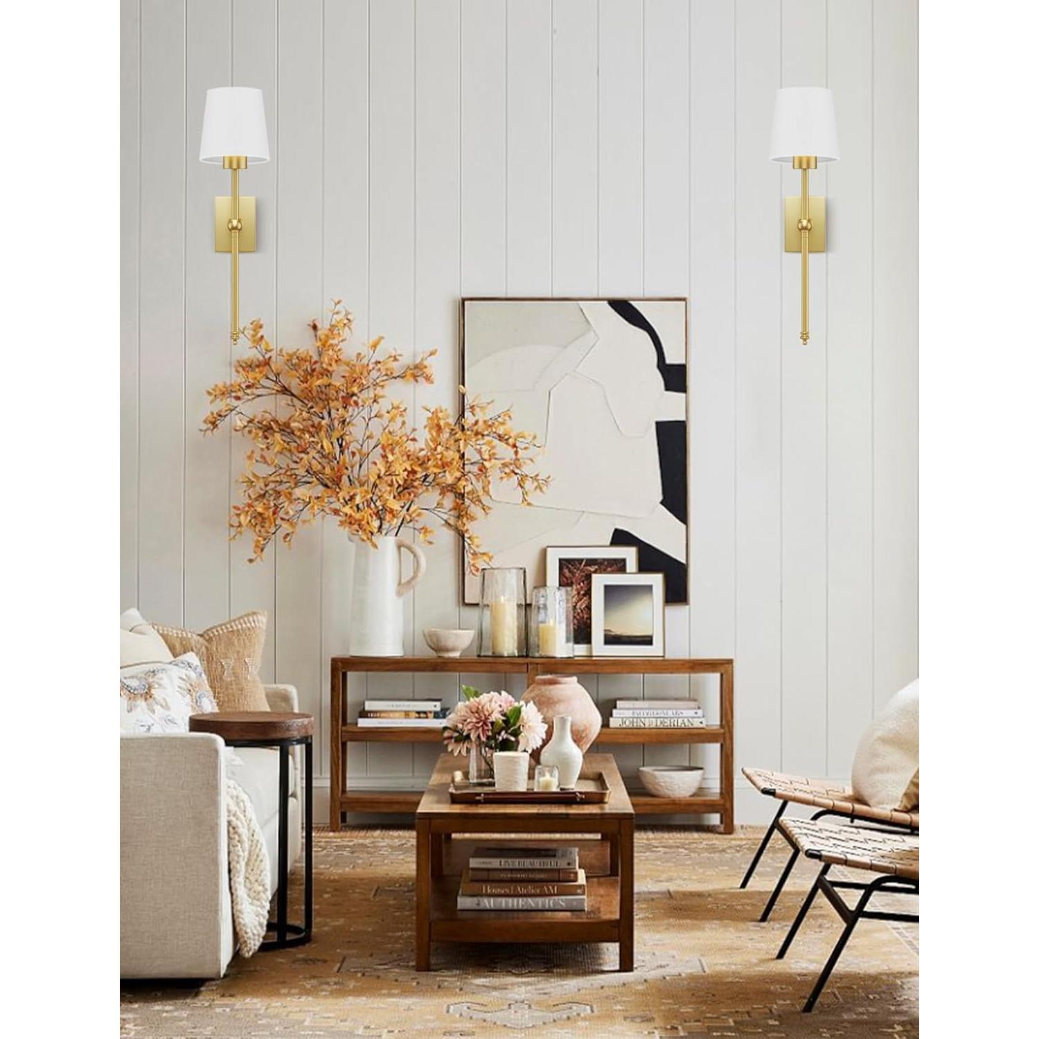 Juego de Apliques de Pared Inalámbricos TOOWELL 2 Unidades LED Oro