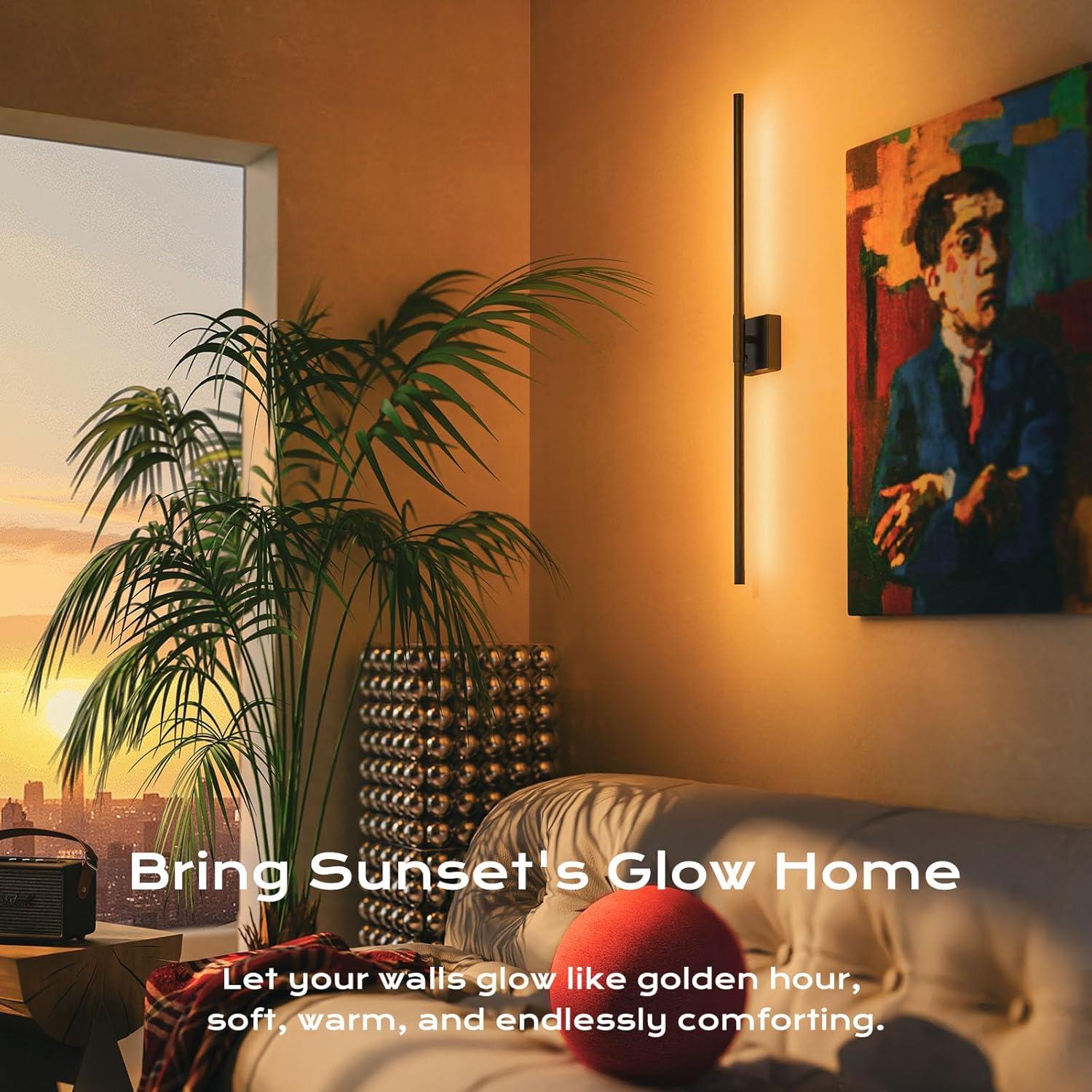 Apliques de Pared Inalámbricos Xiourcre 31" Regulables 2700K-6000K