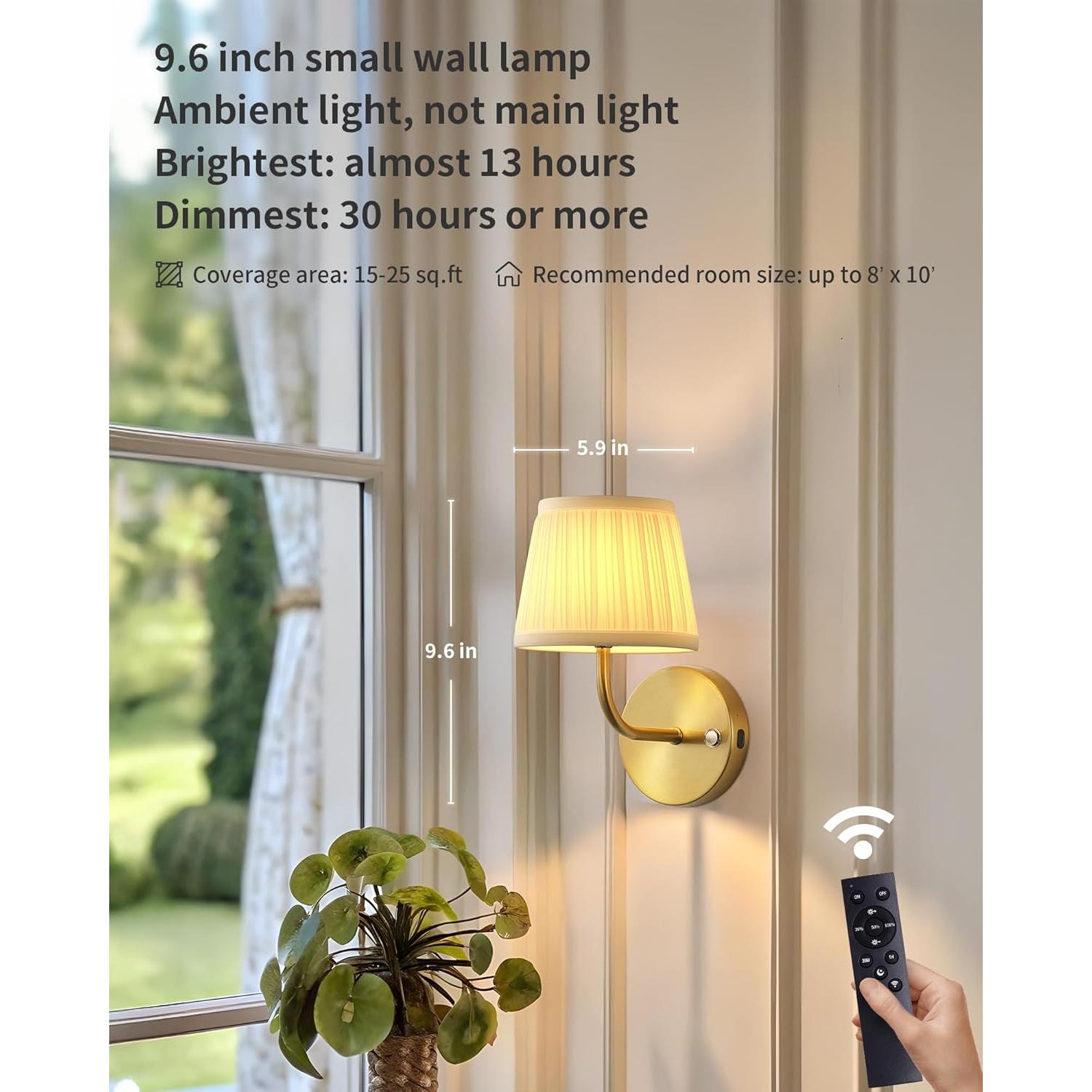 Aplique de Pared Inalámbrico PUSU Dorado 24.4 cm Juego de 2