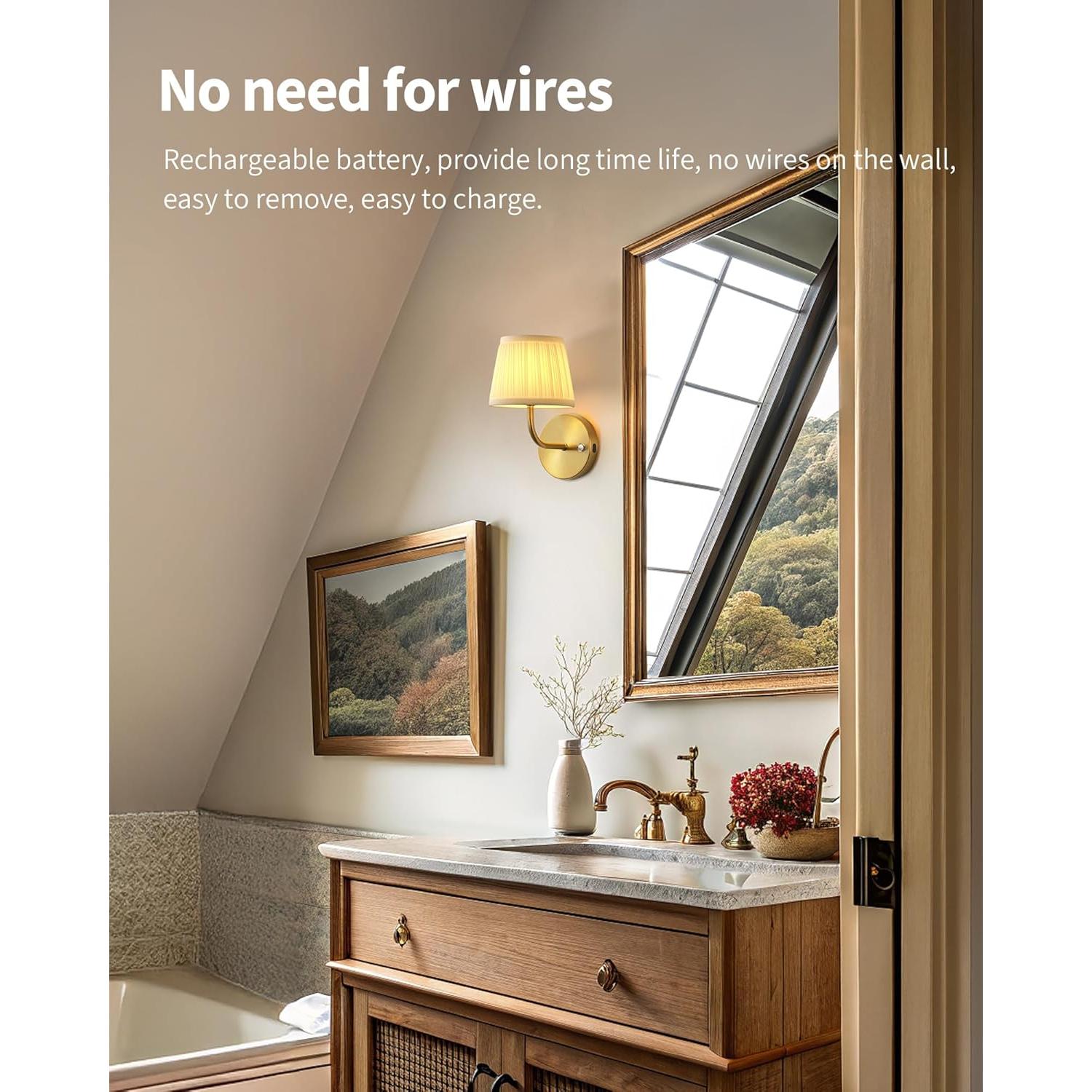 Aplique de Pared Inalámbrico PUSU Dorado 24.4 cm Juego de 2