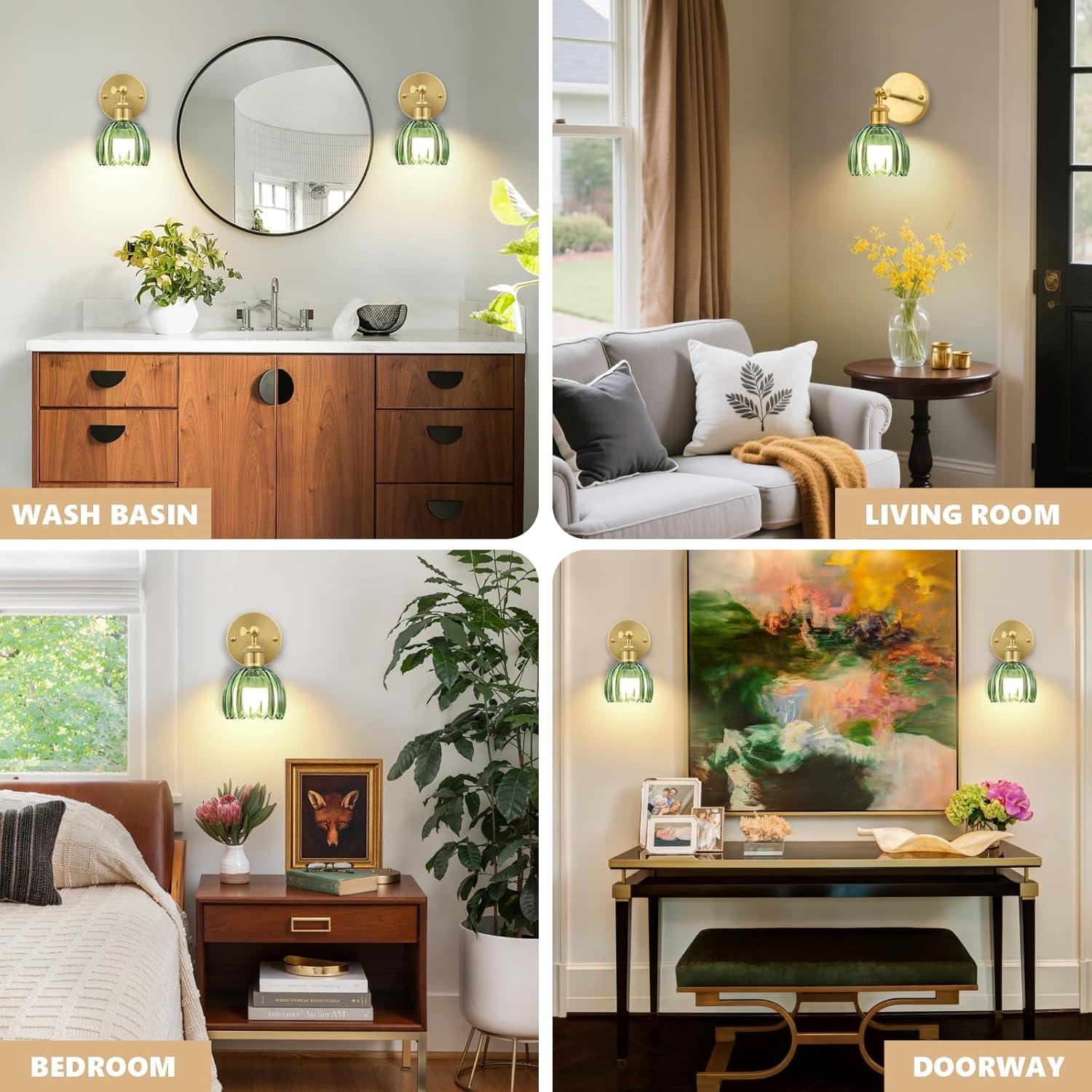 Aplique de Pared Vintage RIDALUX LED Recargable Verde - Juego de 2