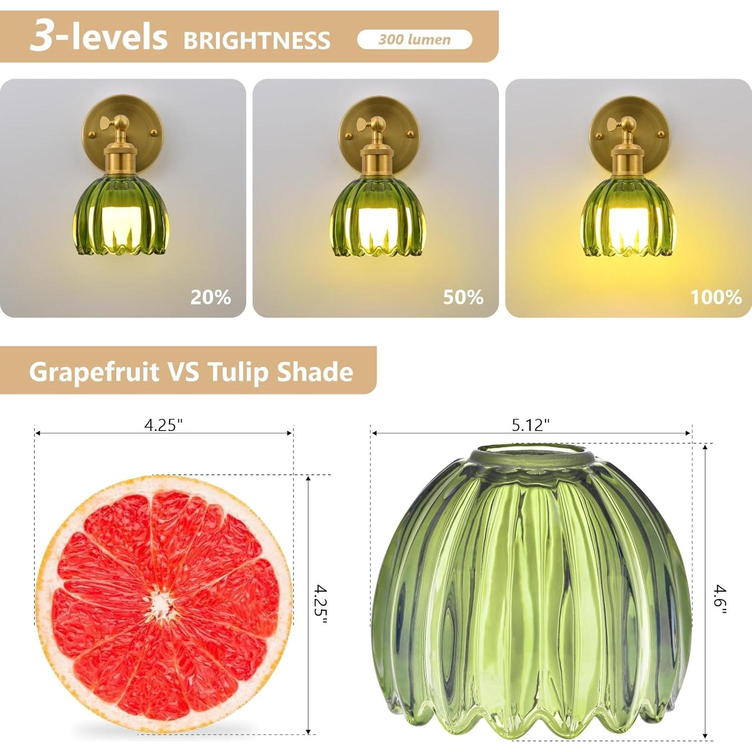Aplique de Pared Vintage RIDALUX LED Recargable Verde - Juego de 2