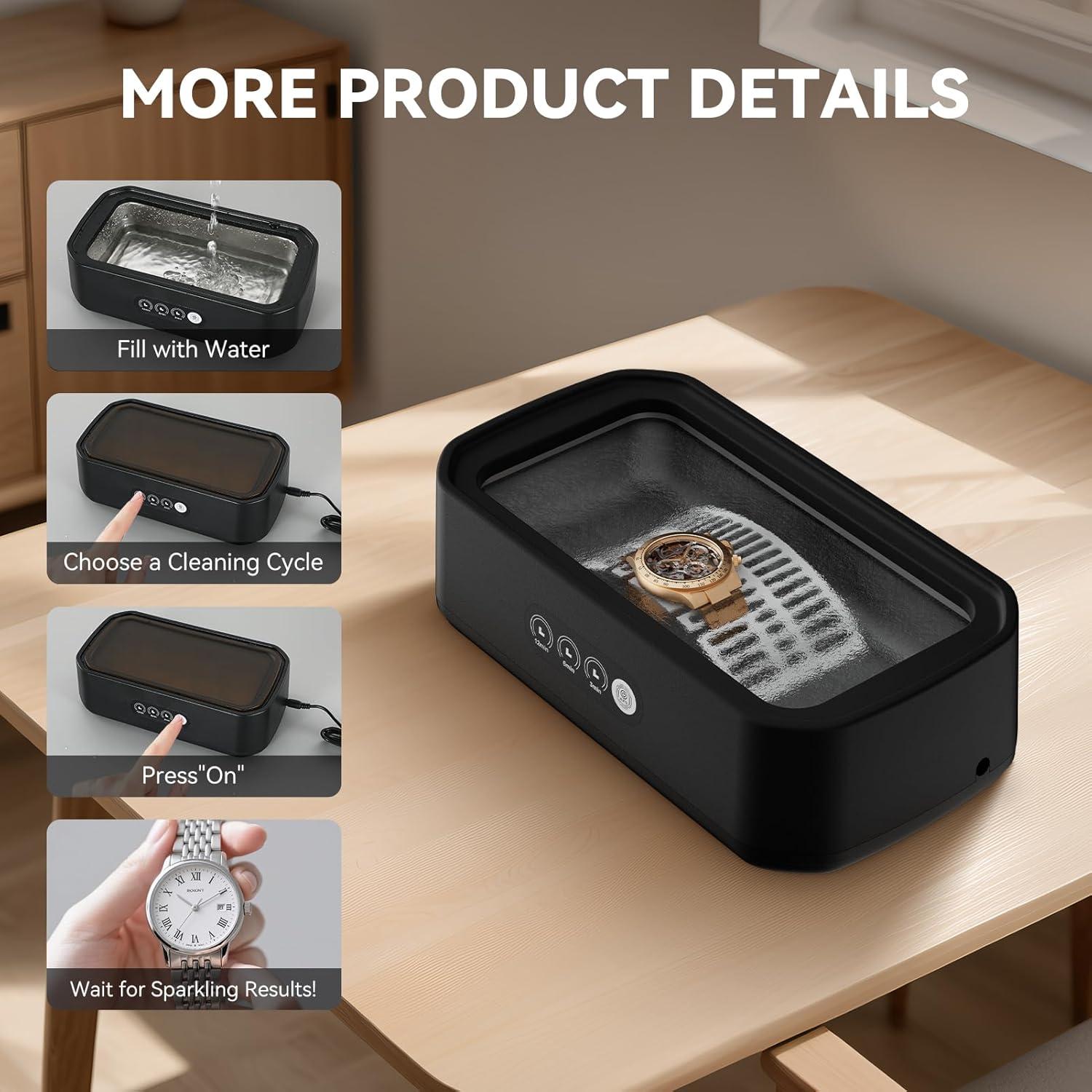 Limpiador Ultrasónico de Joyas CHGAOY 650ml 50KHz 3 Modos