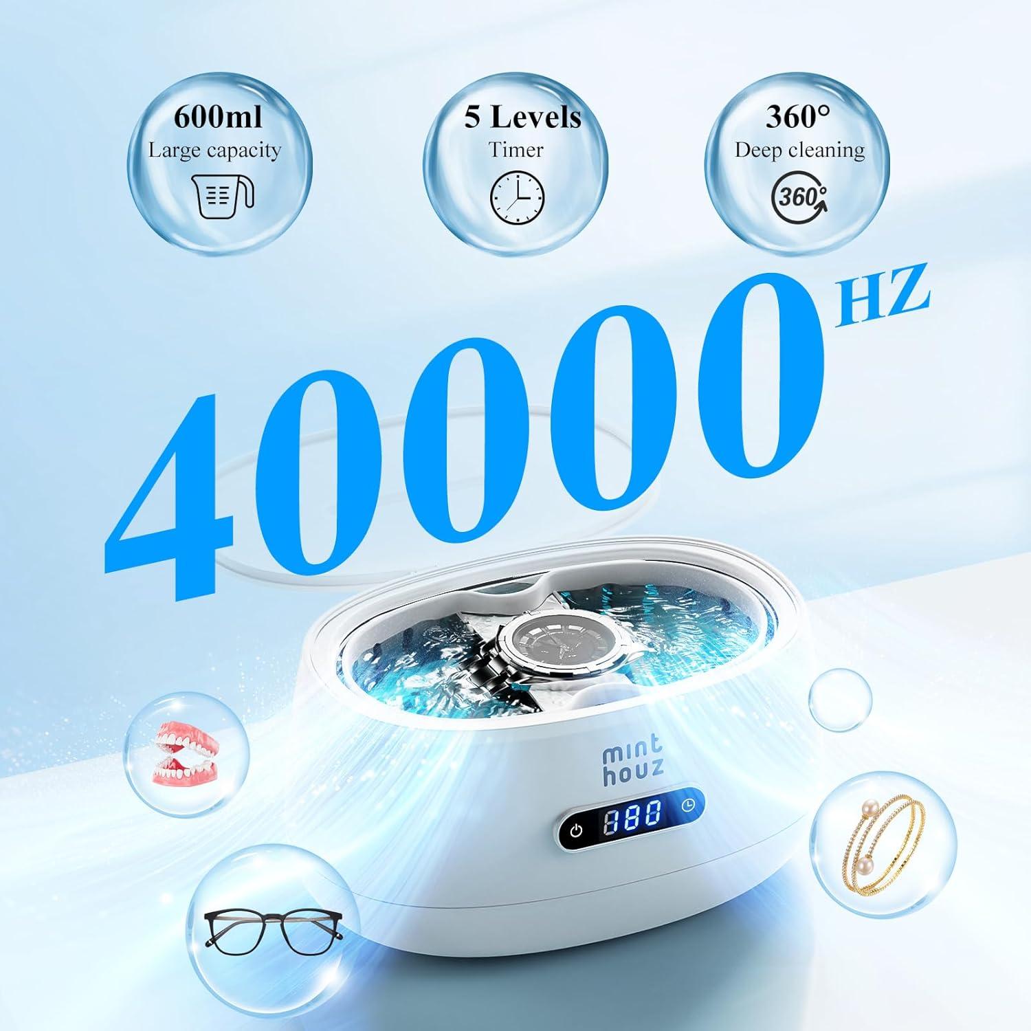 Limpiadora Ultrasónica Minthouz 600ml 40kHz 5 Modos de Limpieza