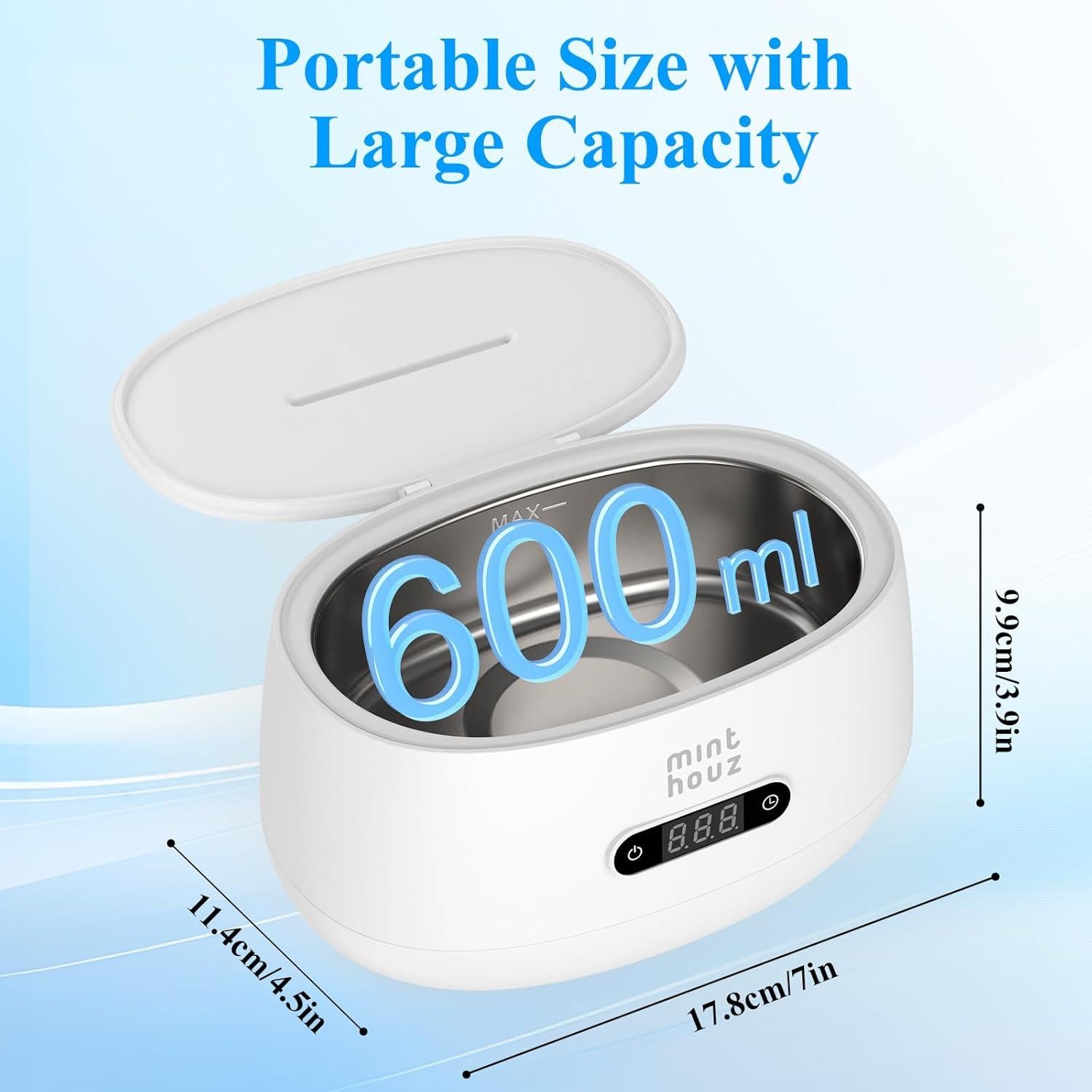 Limpiadora Ultrasónica Minthouz 600ml 40kHz 5 Modos de Limpieza