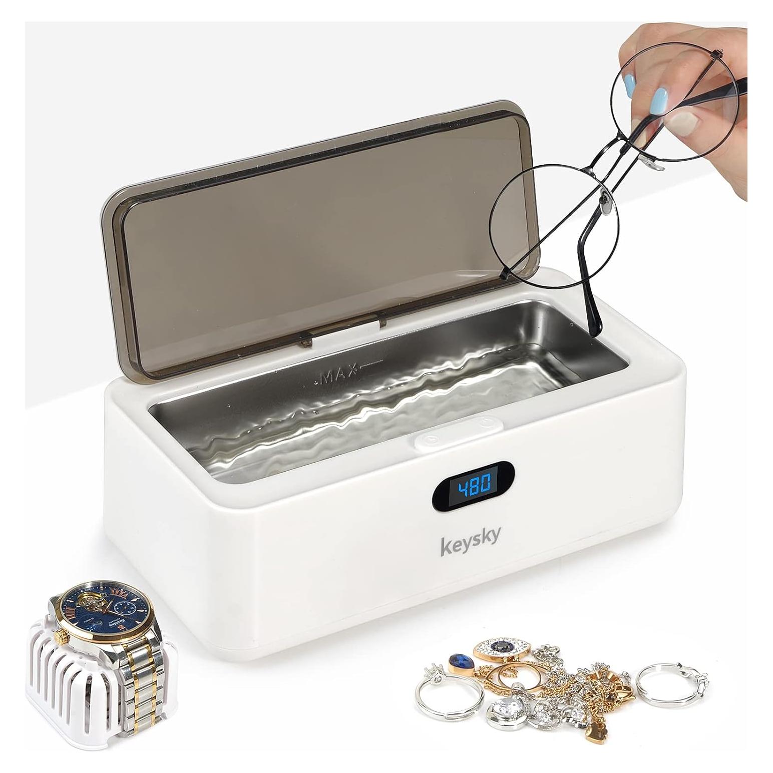 Limpiador Ultrasónico de Joyería KEYSKY 500ml para Anillos y Gafas