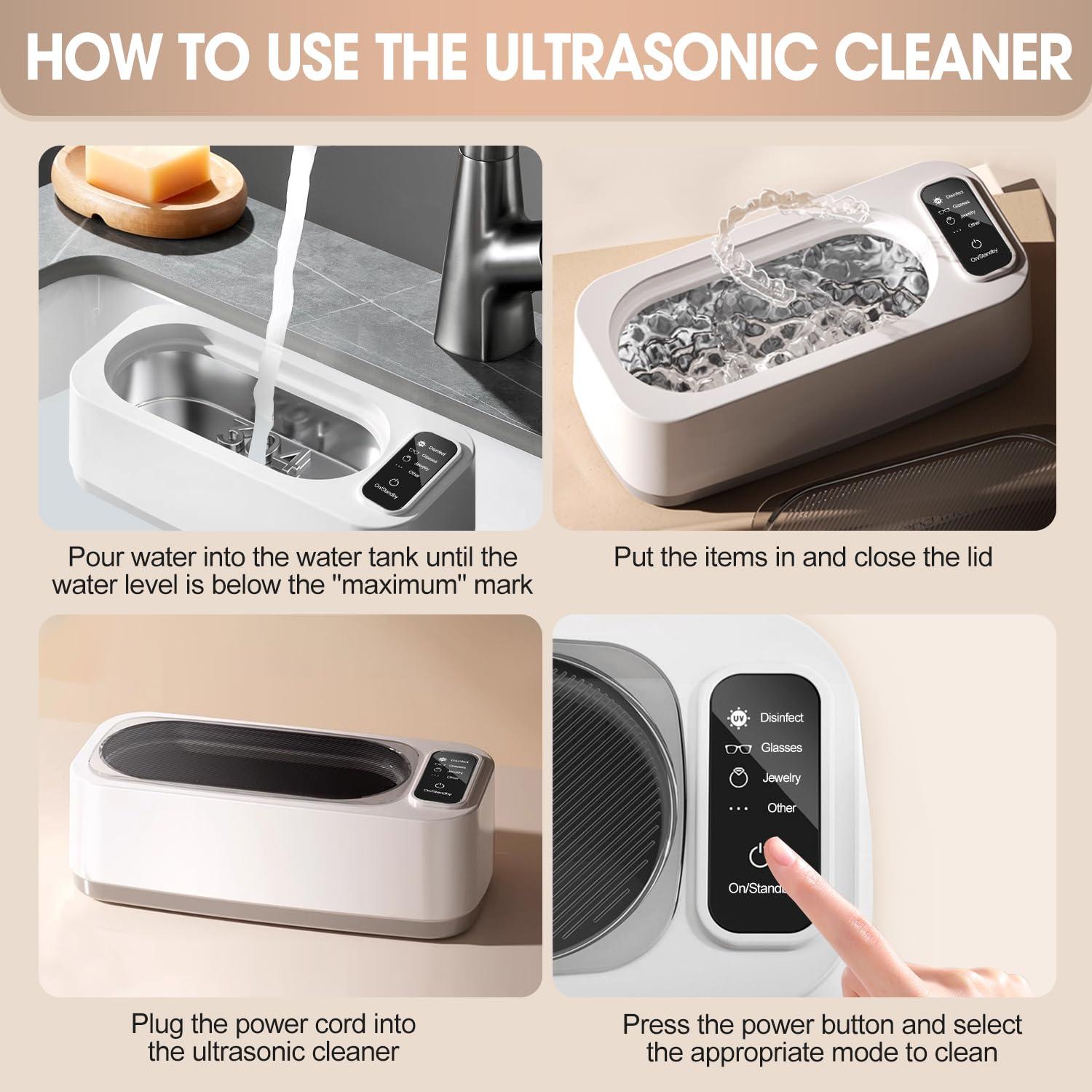 Limpiador Ultrasónico GOAKICHGO 650ml 50kHz para Joyas y Gafas