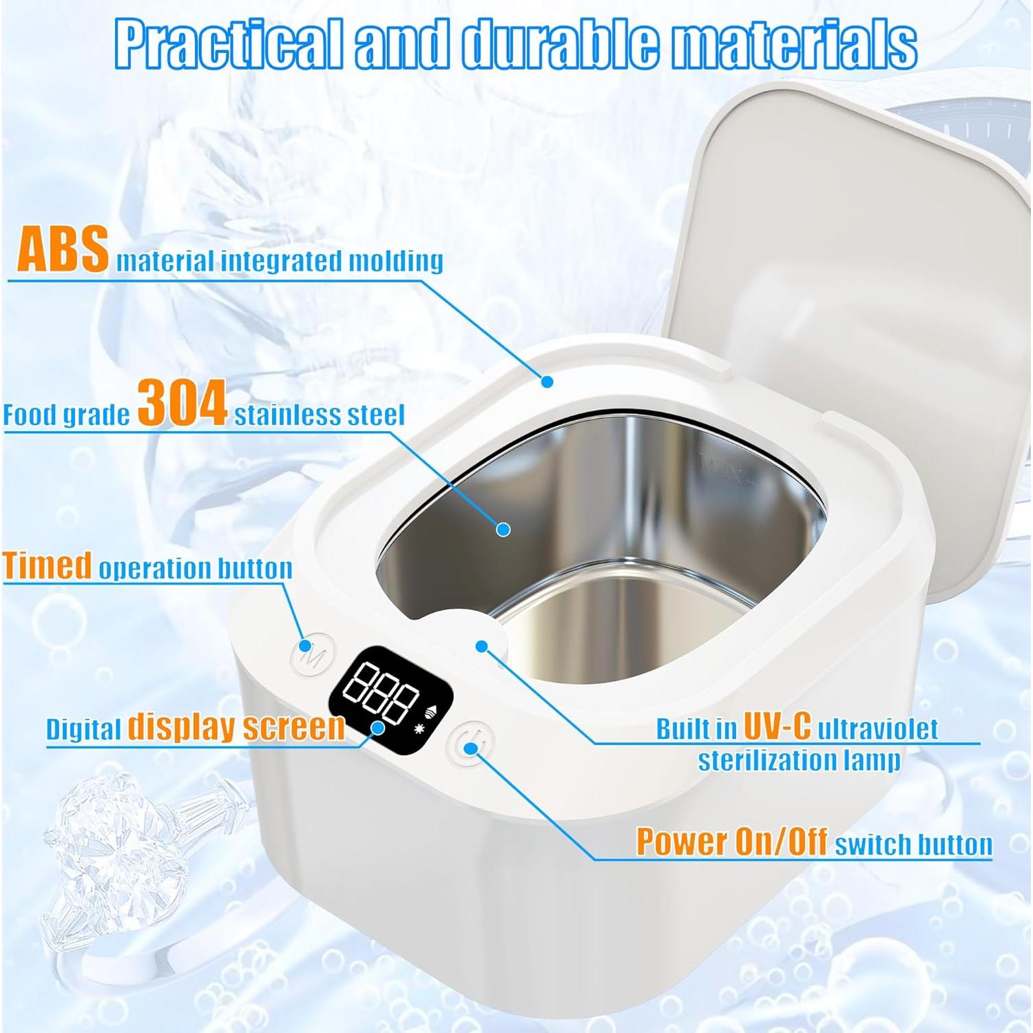 Limpiador Ultrasónico de Joyas YINPAD 220ML Silencioso