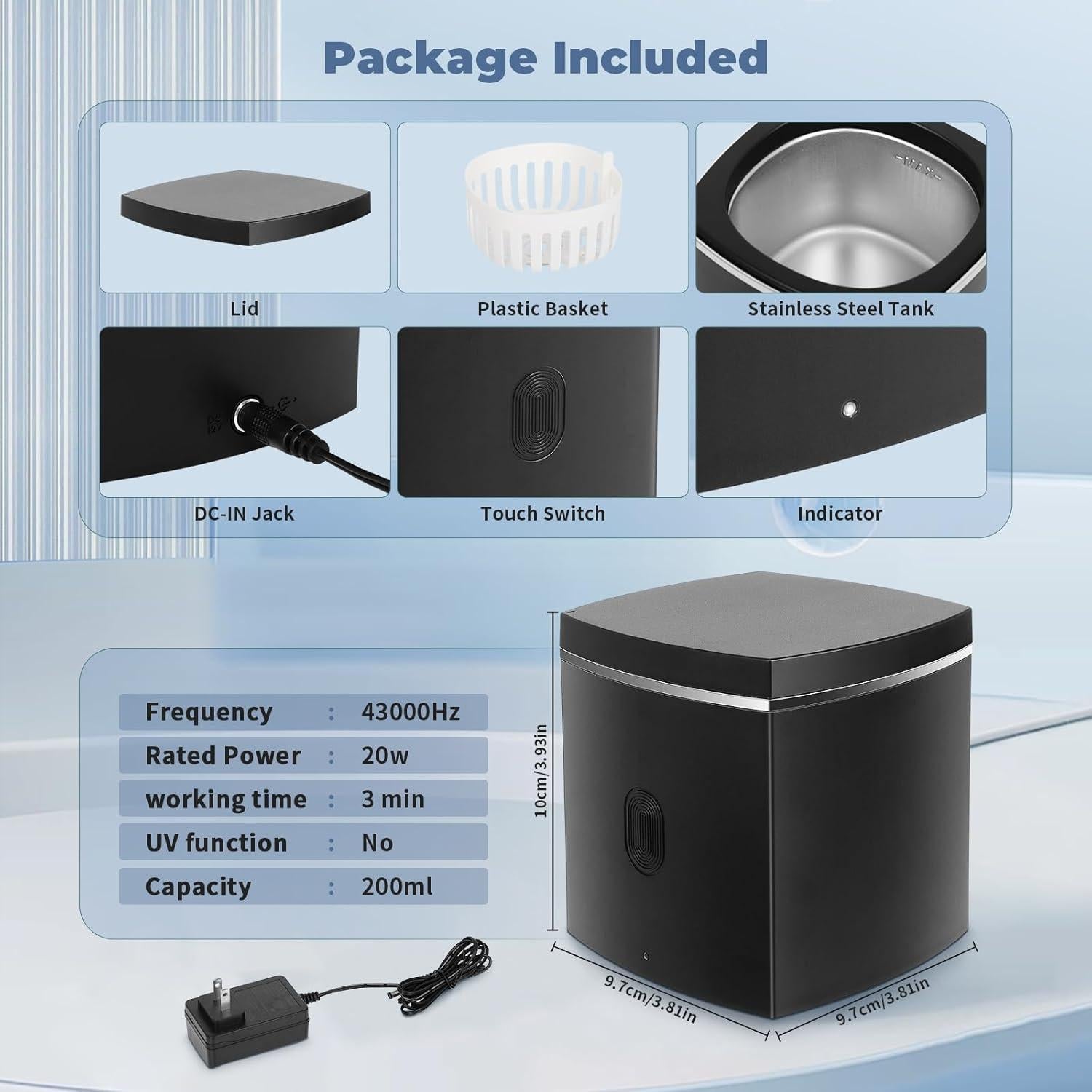 Limpiador Ultrasónico FAHKNS 200ml para Dentaduras y Joyería