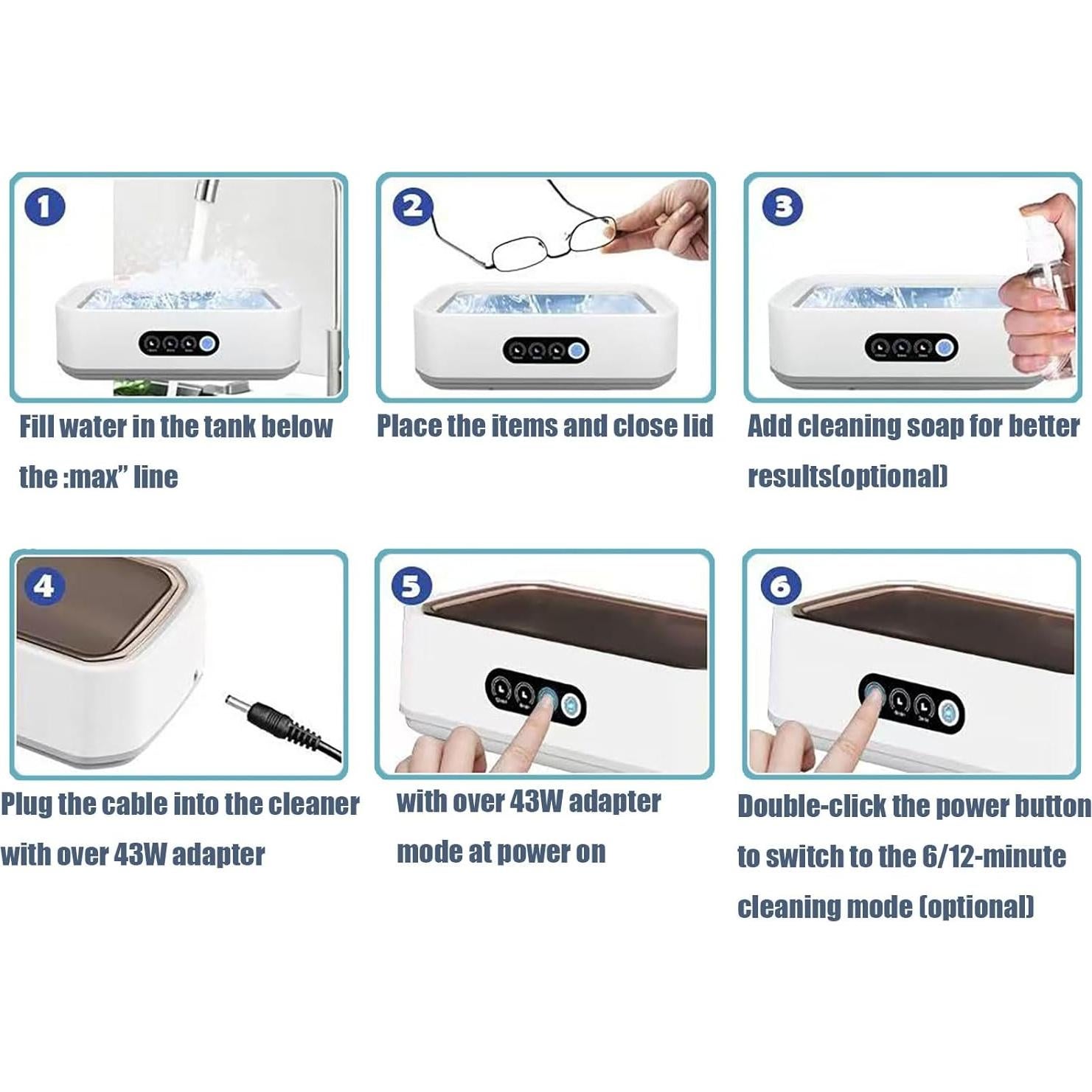 Limpiador Ultrasónico JUHUIMAI 60KHz 650ml para Joyas y Gafas