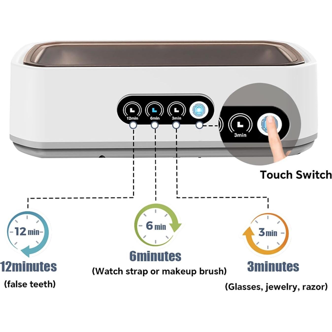 Limpiador Ultrasónico JUHUIMAI 60KHz 650ml para Joyas y Gafas