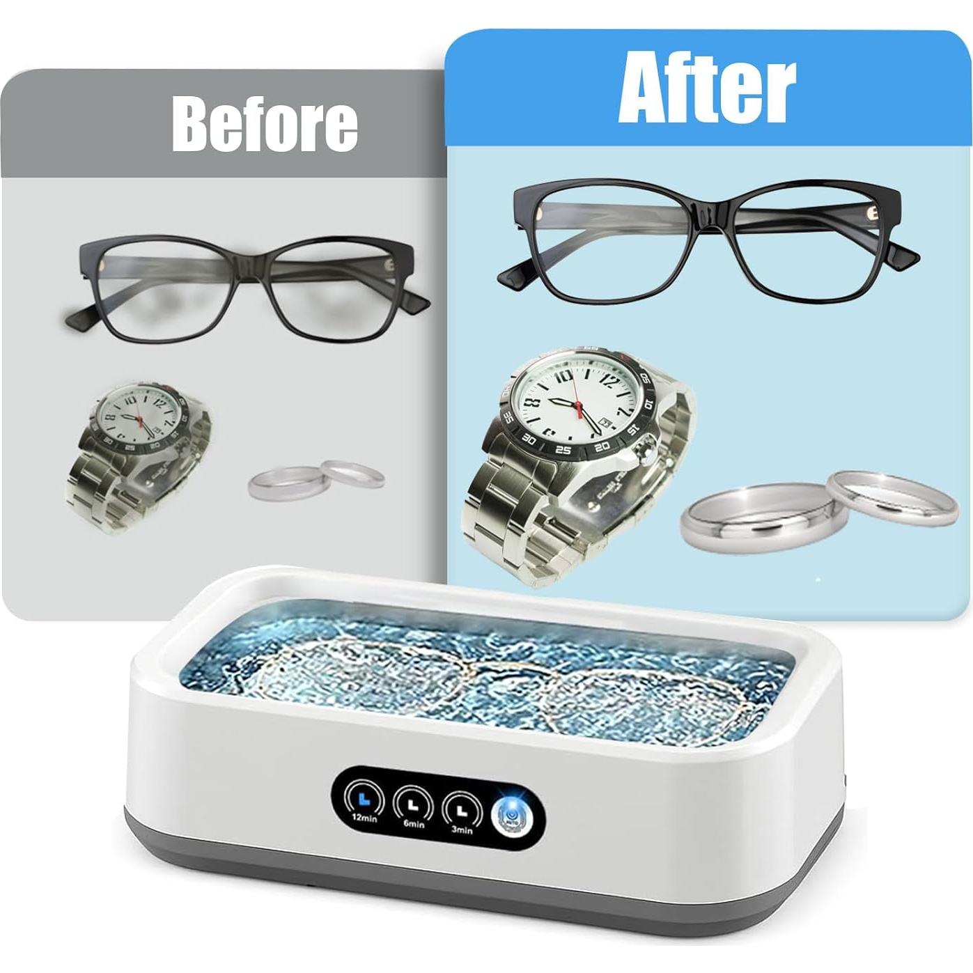 Limpiador Ultrasónico JUHUIMAI 60KHz 650ml para Joyas y Gafas