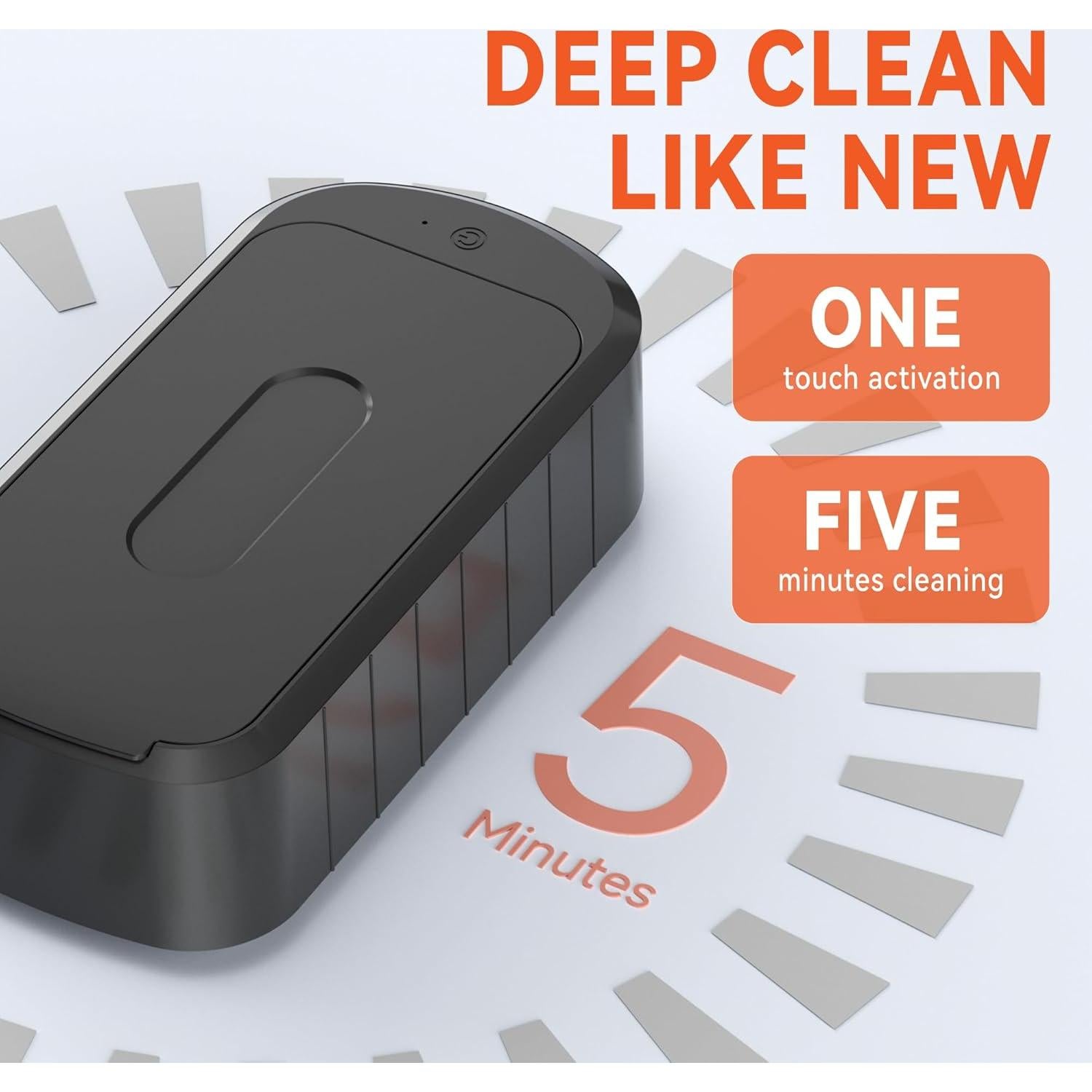 ROLWAY Limpiador Ultrasónico de Joyas 600ml 48KHz Negro