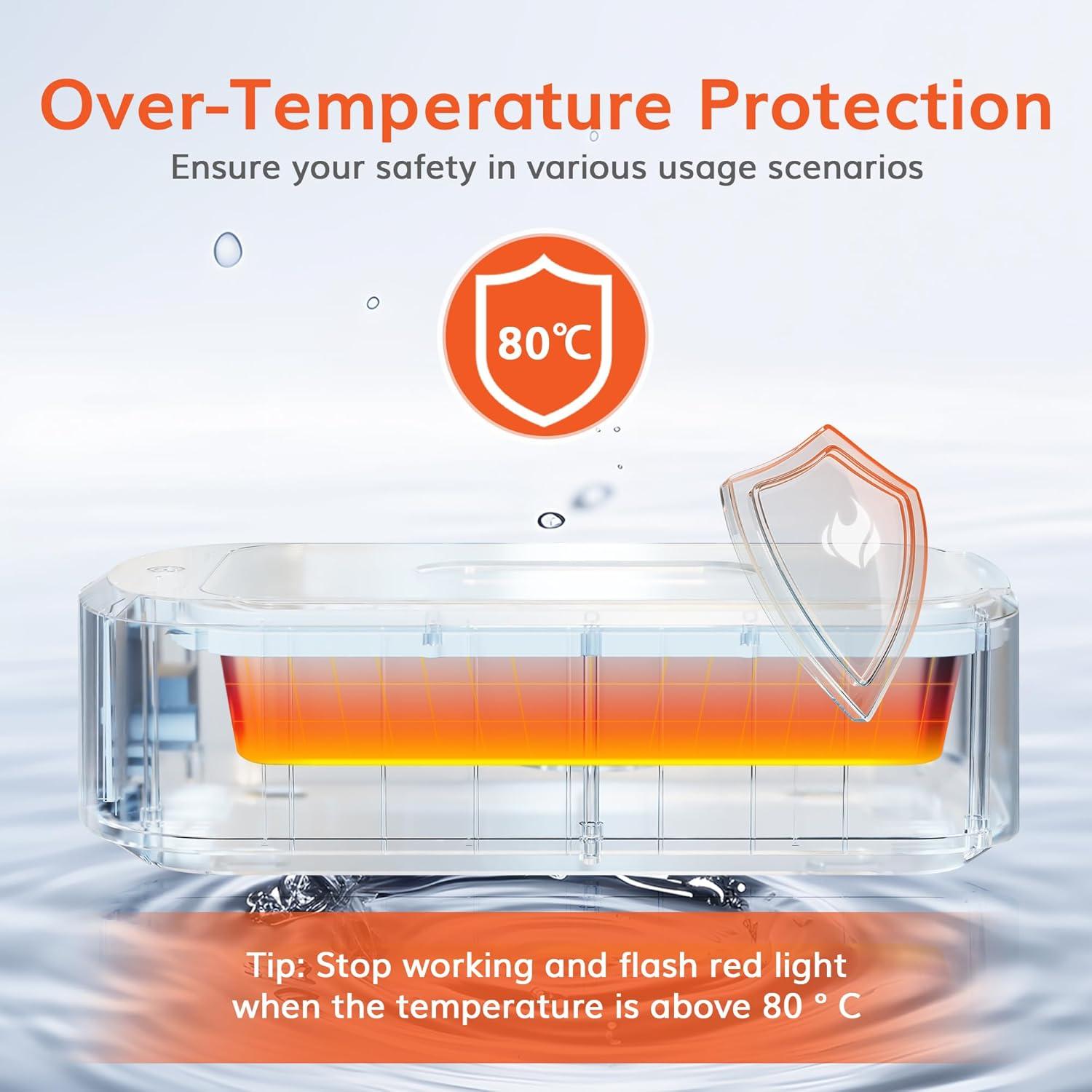 ROLWAY Limpiador Ultrasónico de Joyas 600ml 48KHz Negro