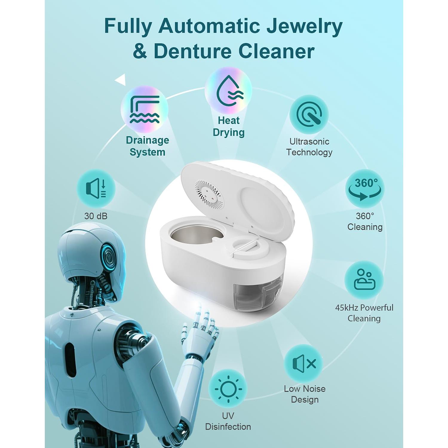 Limpiador Ultrasónico de Joyas Pixosn 200ml Acero Inoxidable