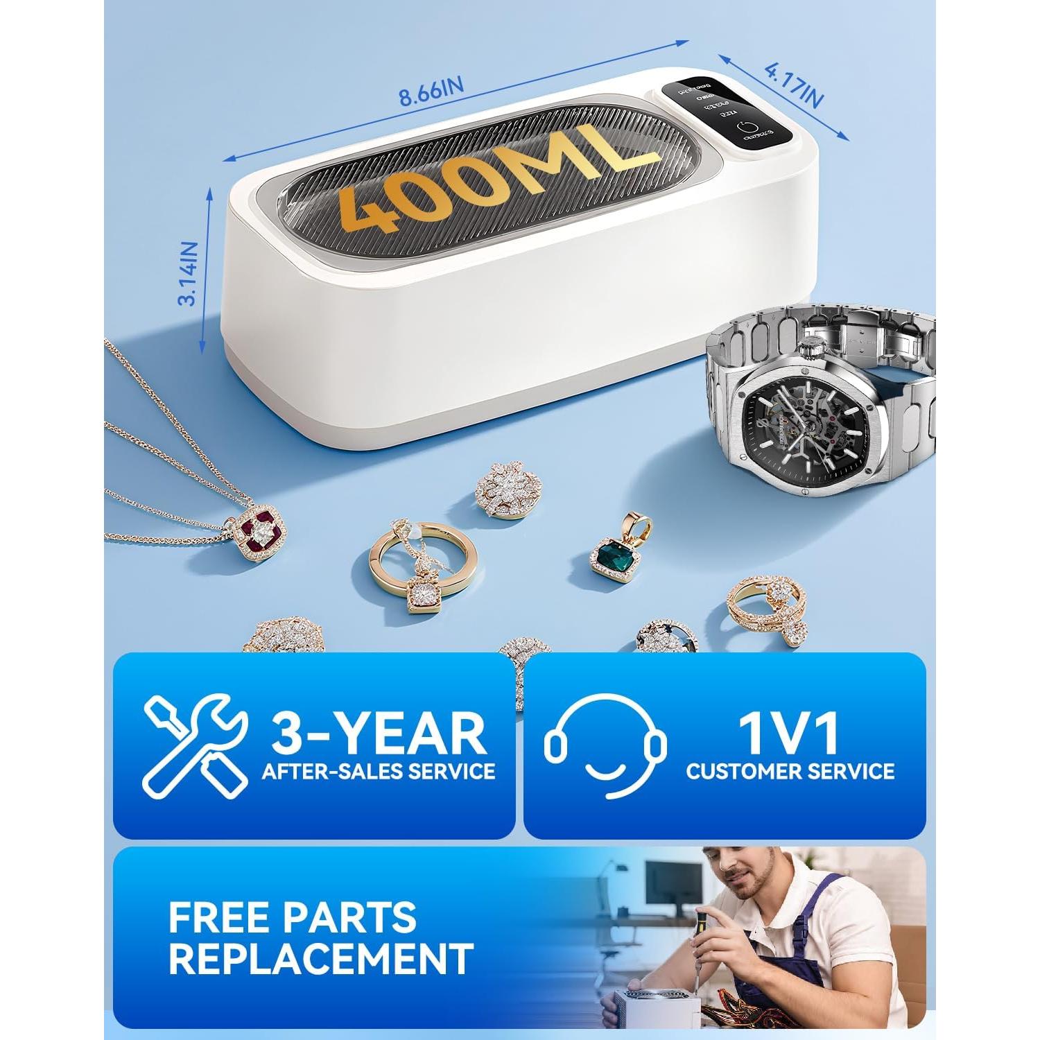 Limpiador Ultrasónico de Joyería VCNFPRO VP005 400ml 55KHz