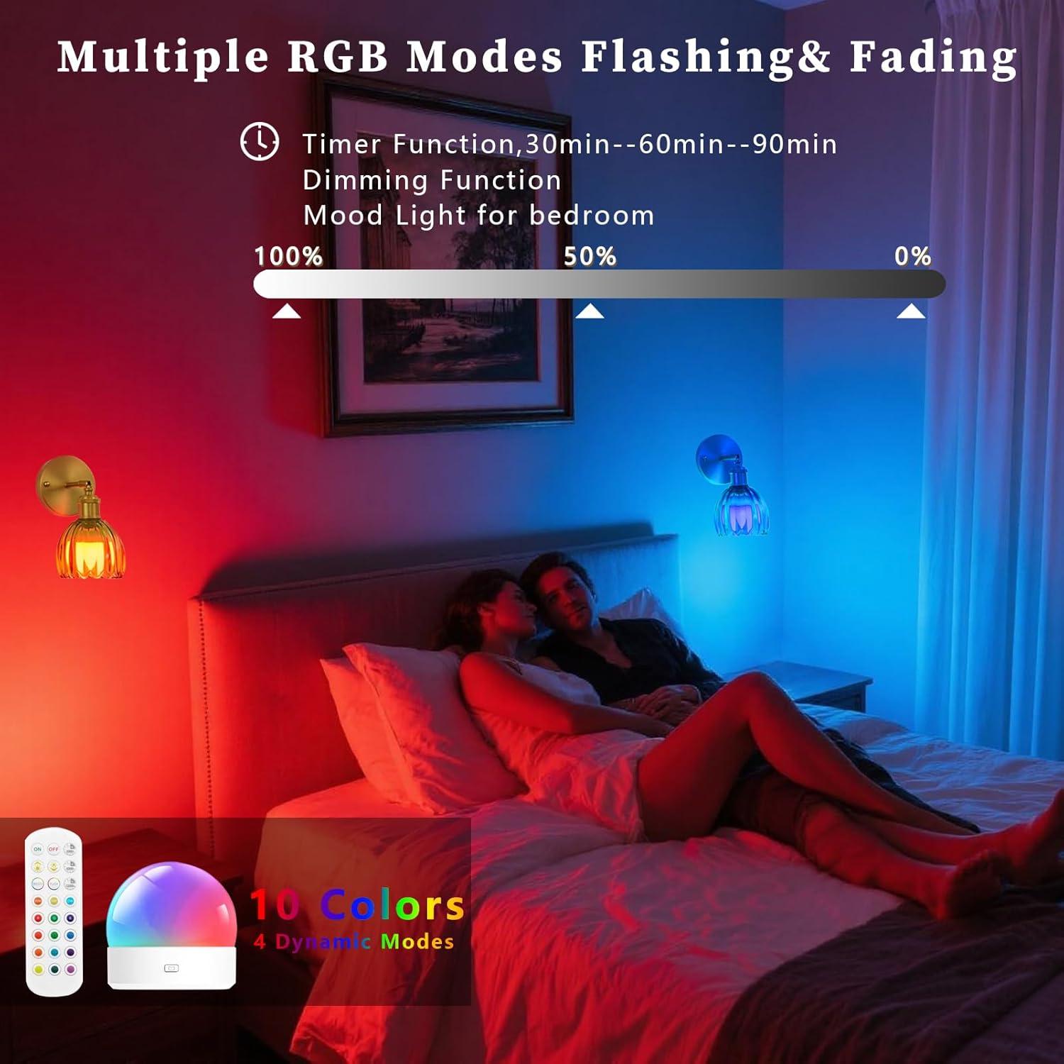 Juego de Apliques de Pared Inalámbricos Femusytt Verde Tulipán