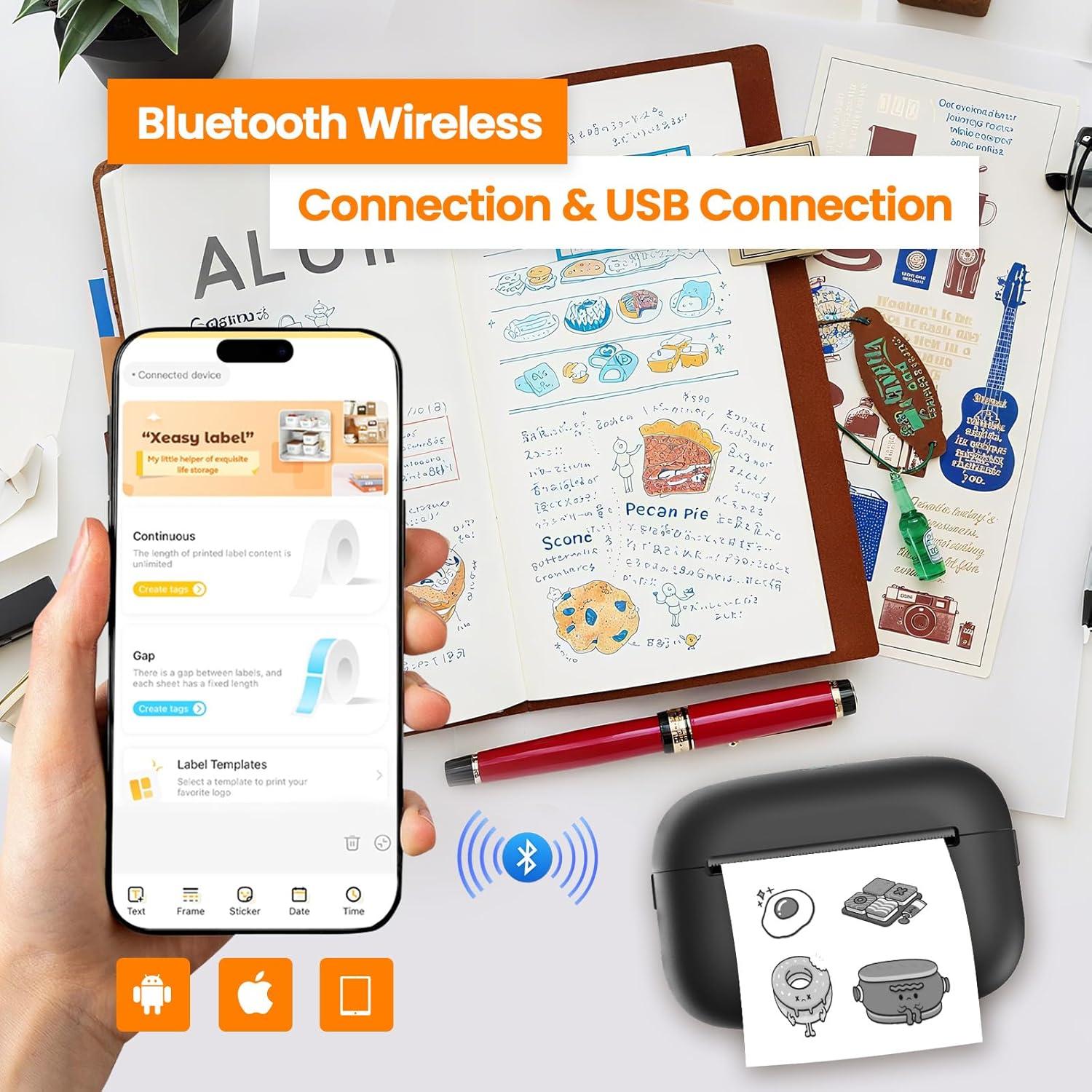 Impresora de Etiquetas Portátil NULLTONEX 3 cm, 50 Hojas