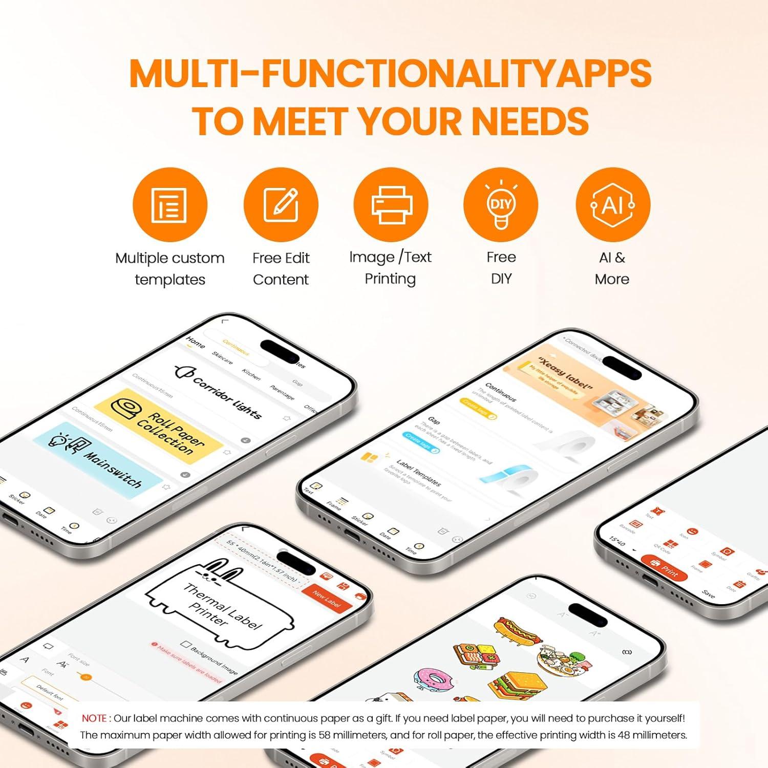 Impresora de Etiquetas Portátil NULLTONEX 3 cm, 50 Hojas