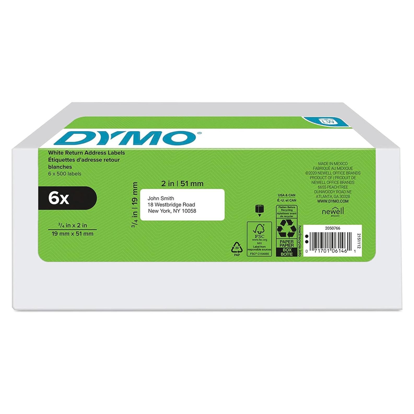 Etiquetas de Dirección de Retorno DYMO LW 19x51mm 3000 Unidades