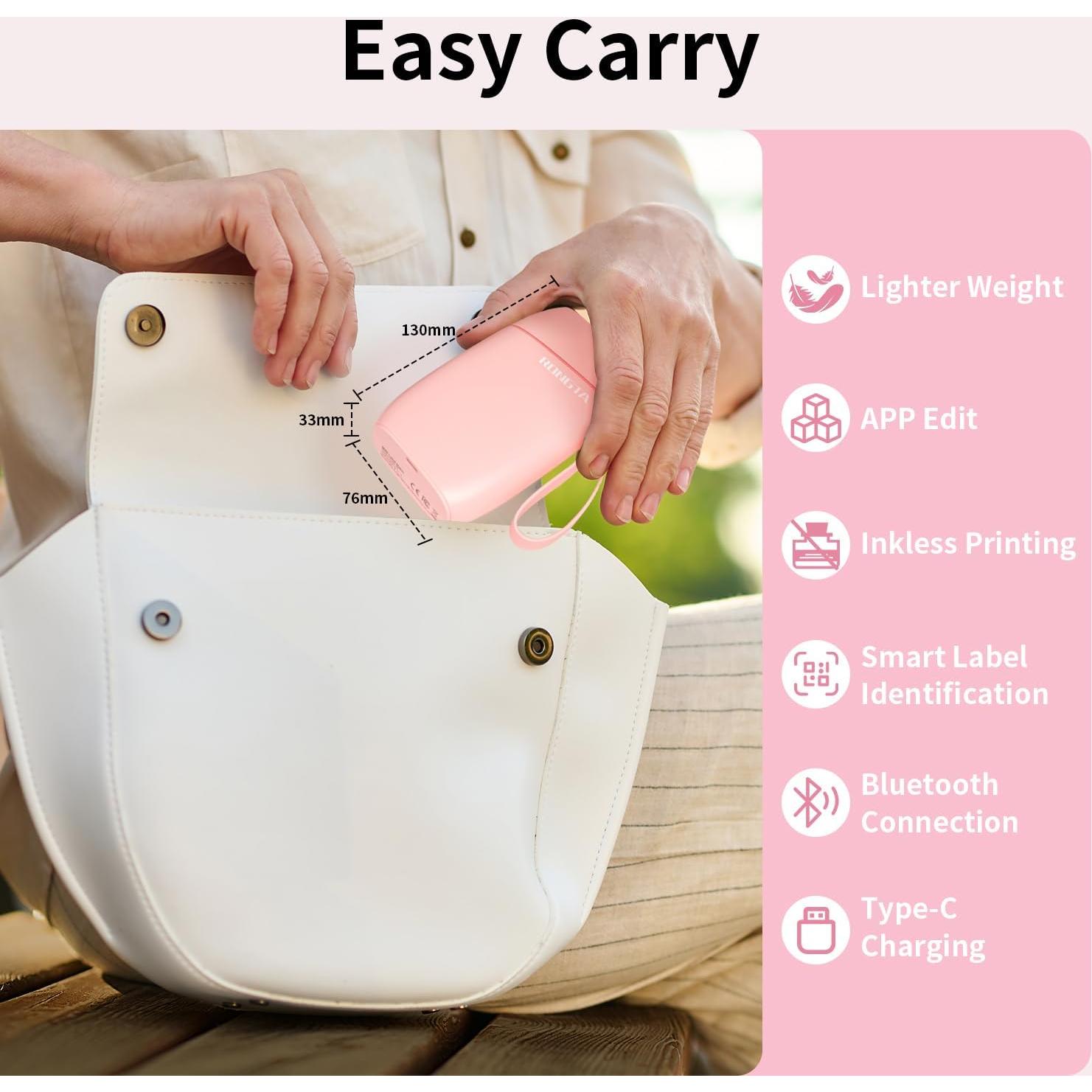 Impresora de Etiquetas Bluetooth Rongta R5 Portátil Rosa