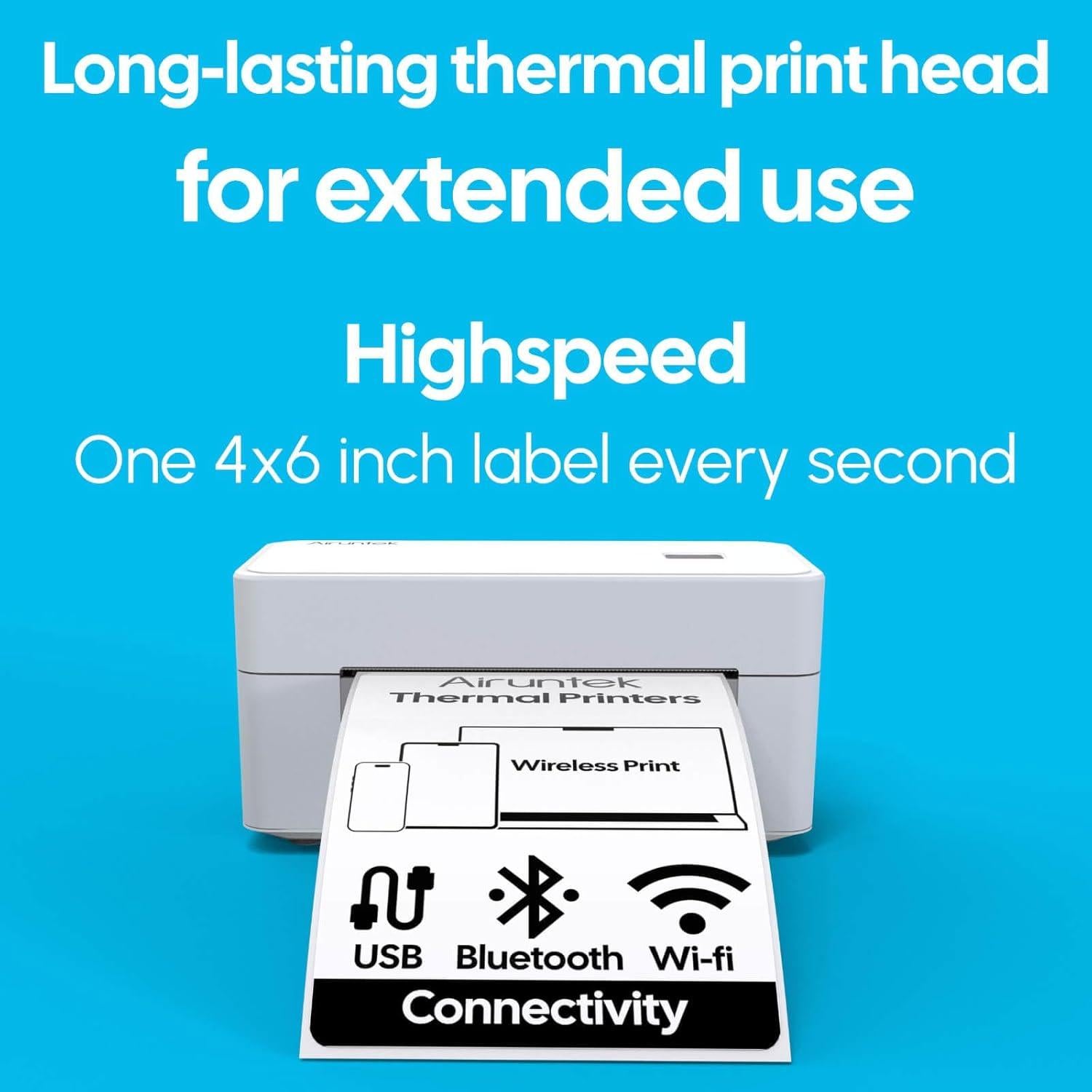 Impresora Térmica de Etiquetas Airuntek 4x6 Bluetooth Wi-Fi