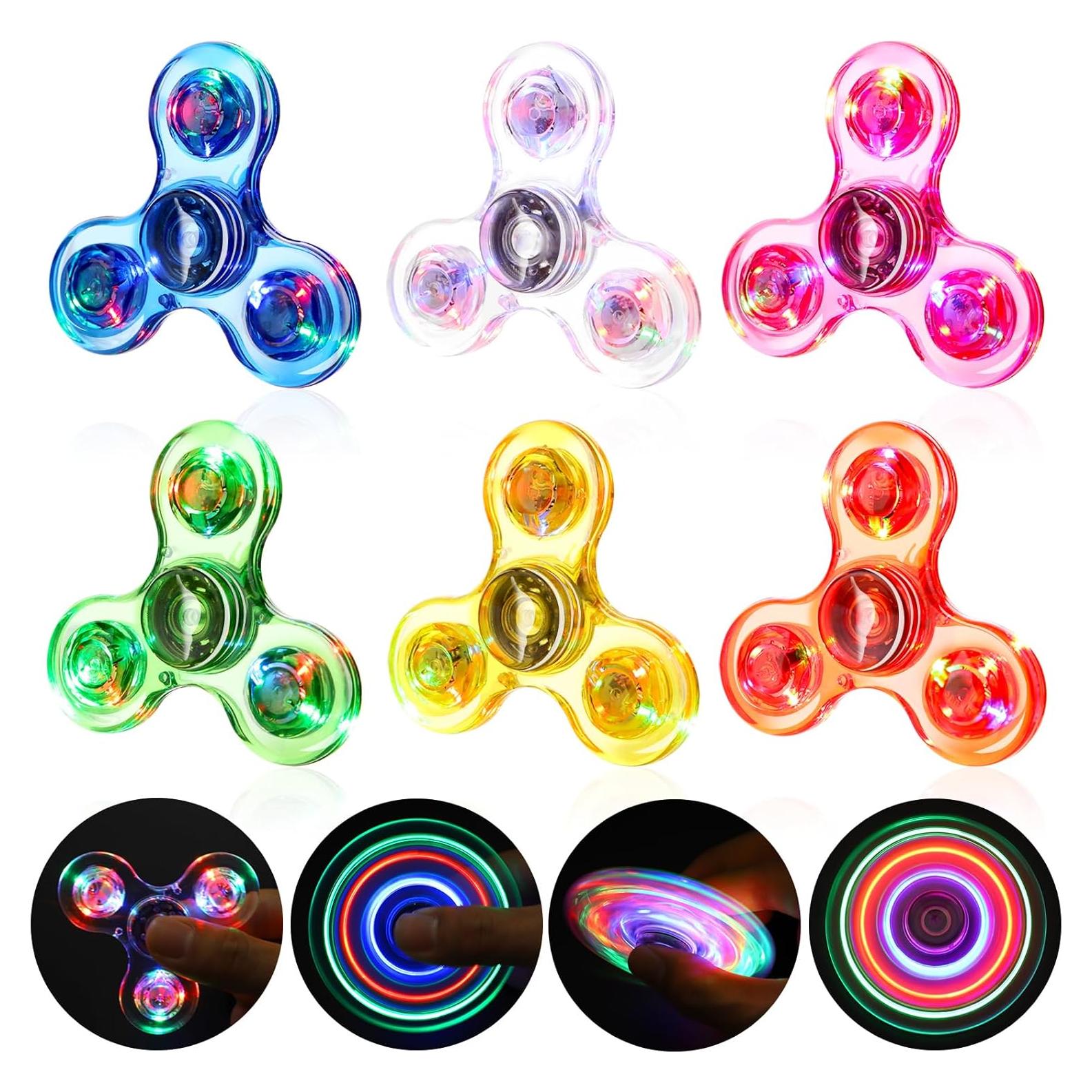 Spinners Antiestrés Gigilli 6 Pcs con Luz LED Multicolor