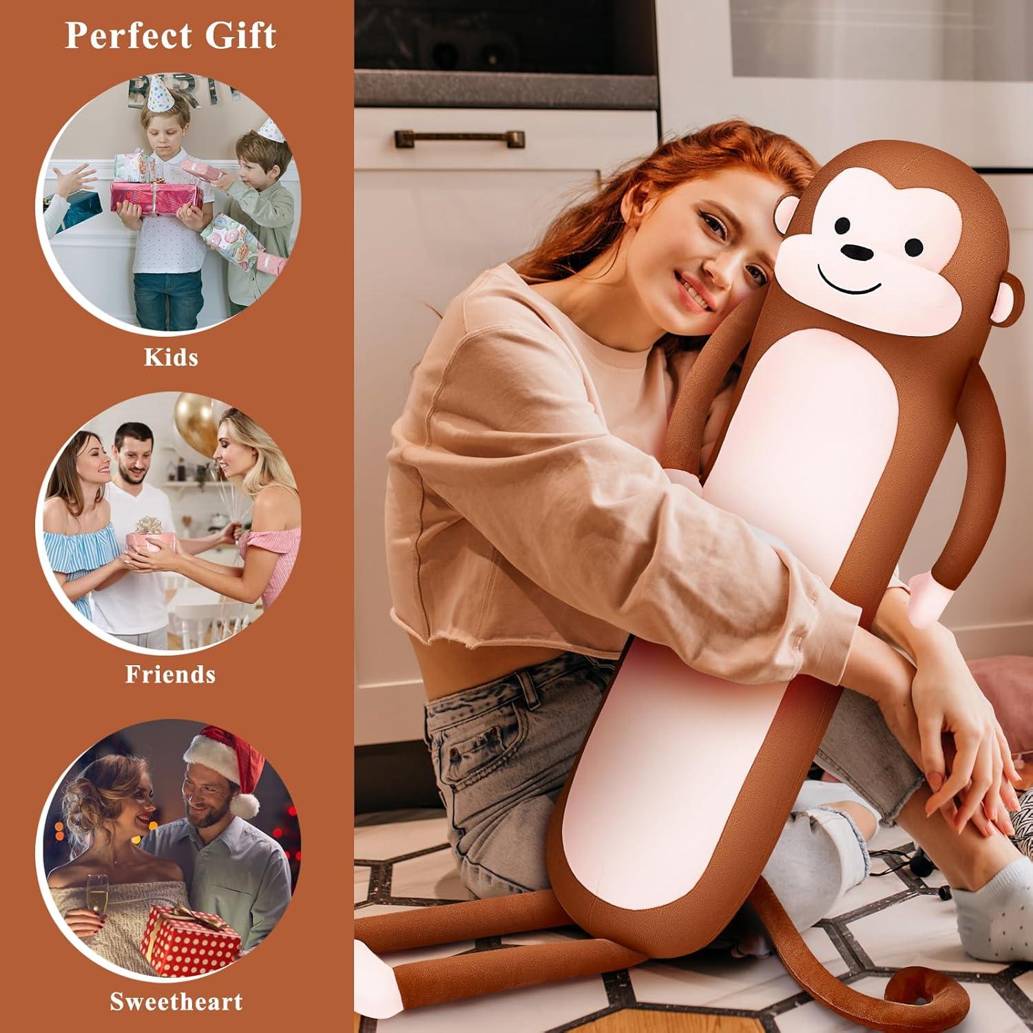 Almohada de Peluche Mono Largo Achwishap 100 cm Suave Kawaii