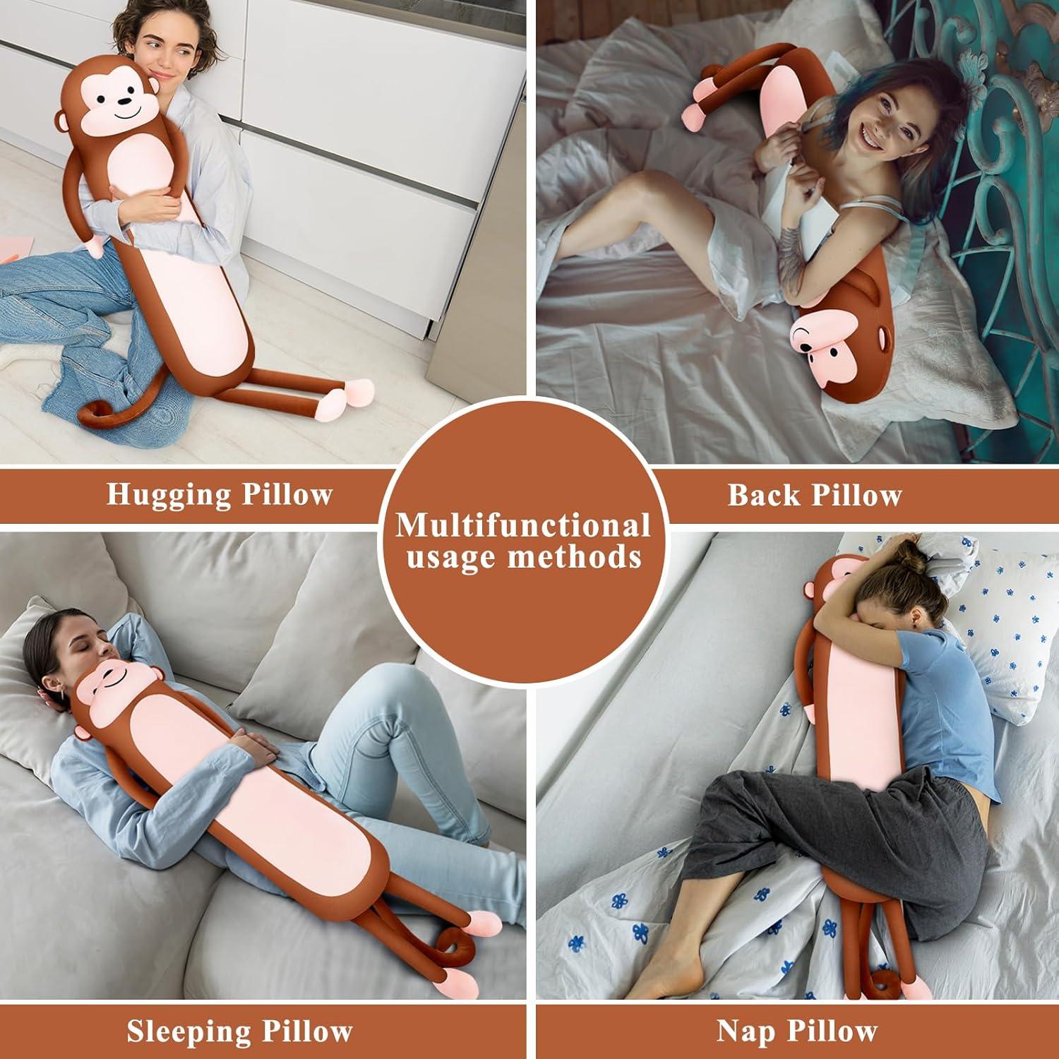 Almohada de Peluche Mono Largo Achwishap 100 cm Suave Kawaii