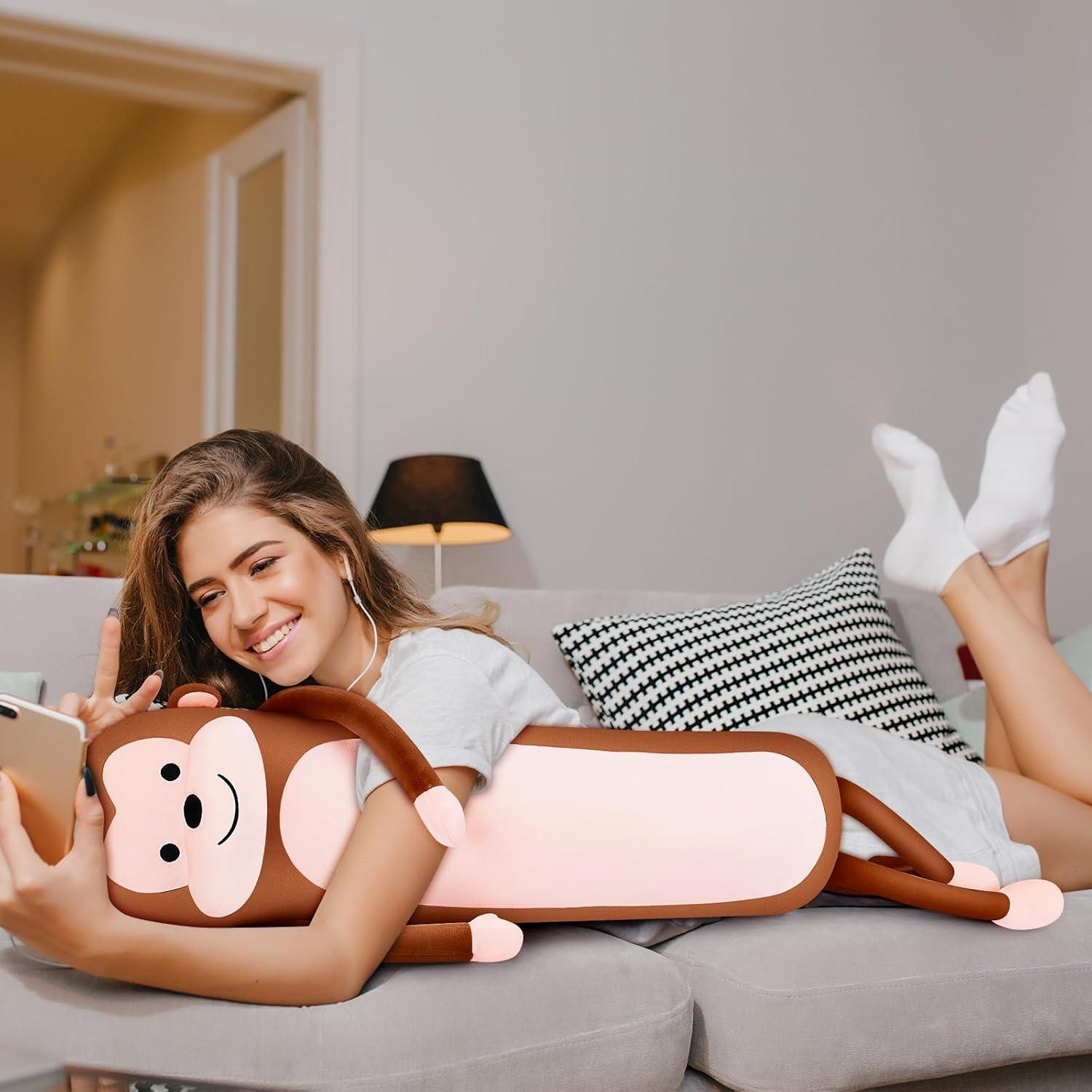 Almohada de Peluche Mono Largo Achwishap 100 cm Suave Kawaii