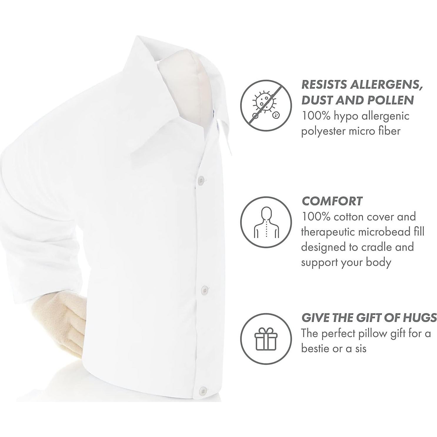 Almohada Novio Grande Blanca - Microperlas y Algodón