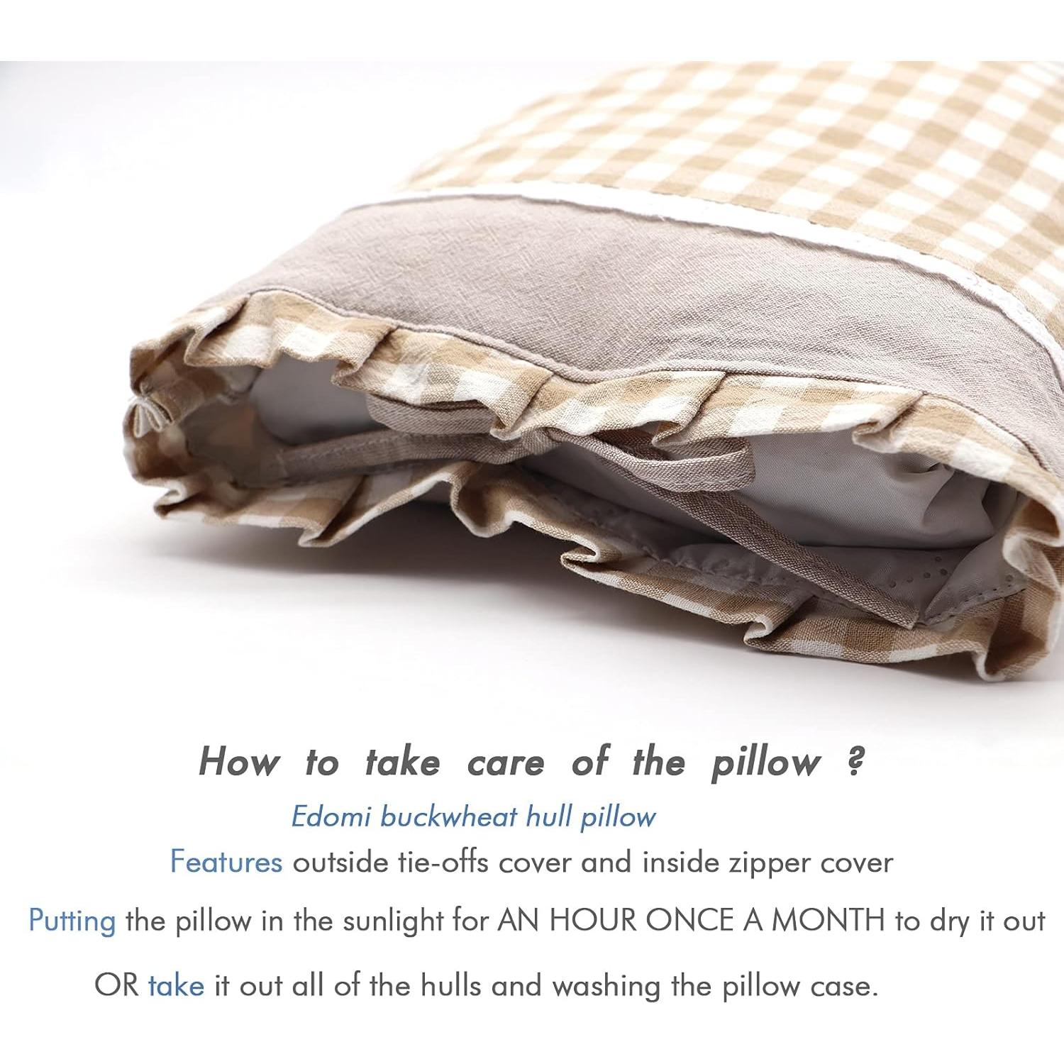 Almohada de Trigo Sarraceno Edomi Ajustable 50.8x27.9 cm Caqui