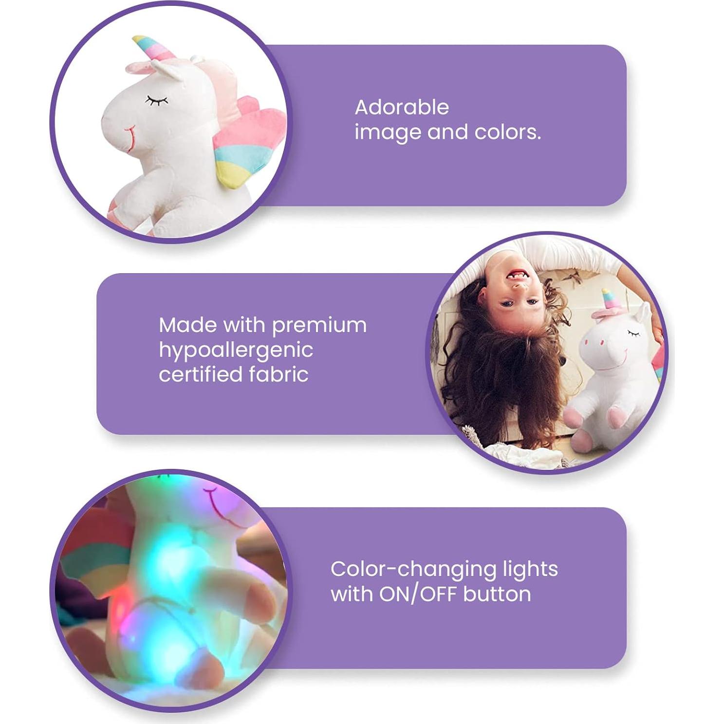 Almohada de peluche unicornio LED Pillow and Toast 22.86 cm