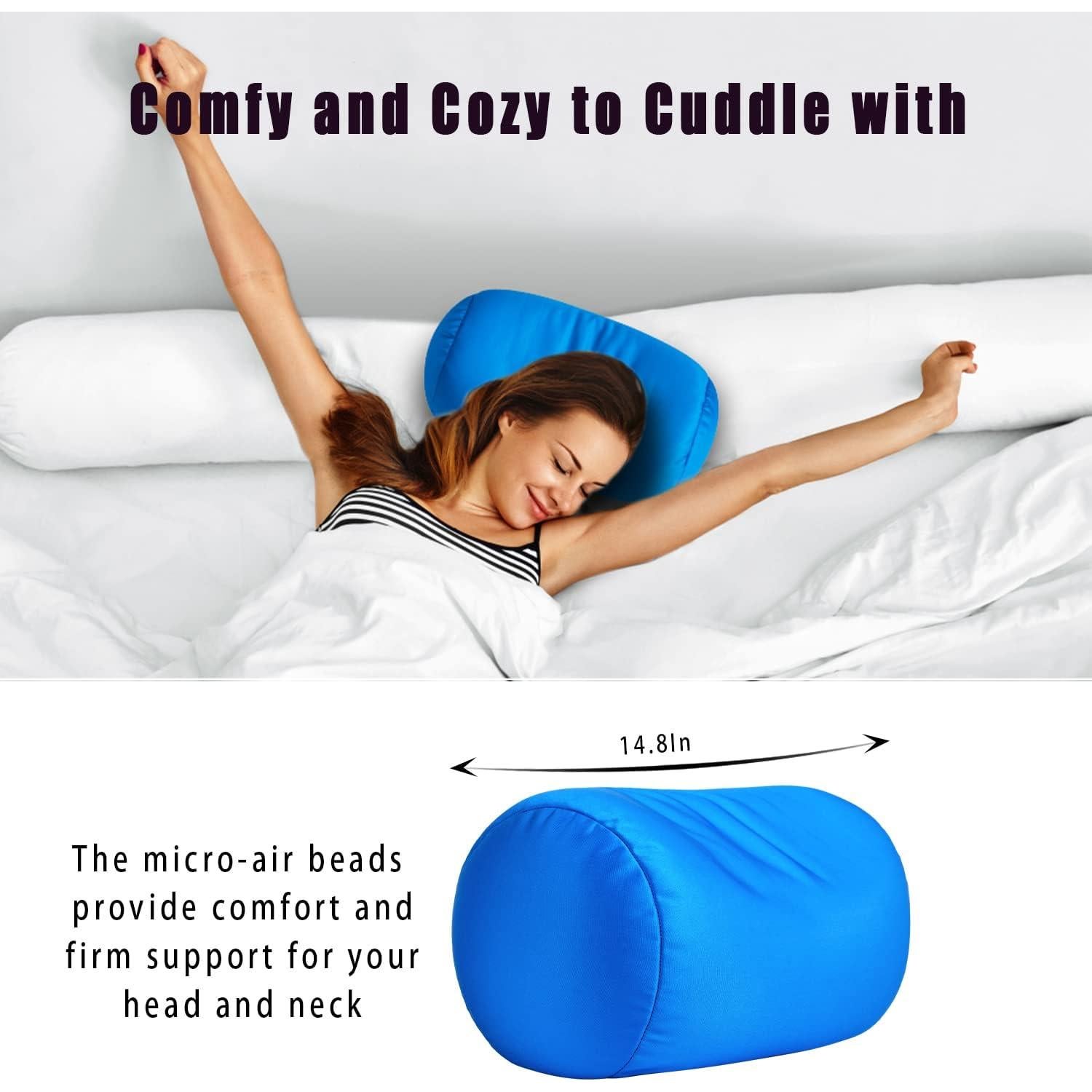 Almohada de Cuello Microperlas FABSKIY Azul Cielo 35.5x17.8cm