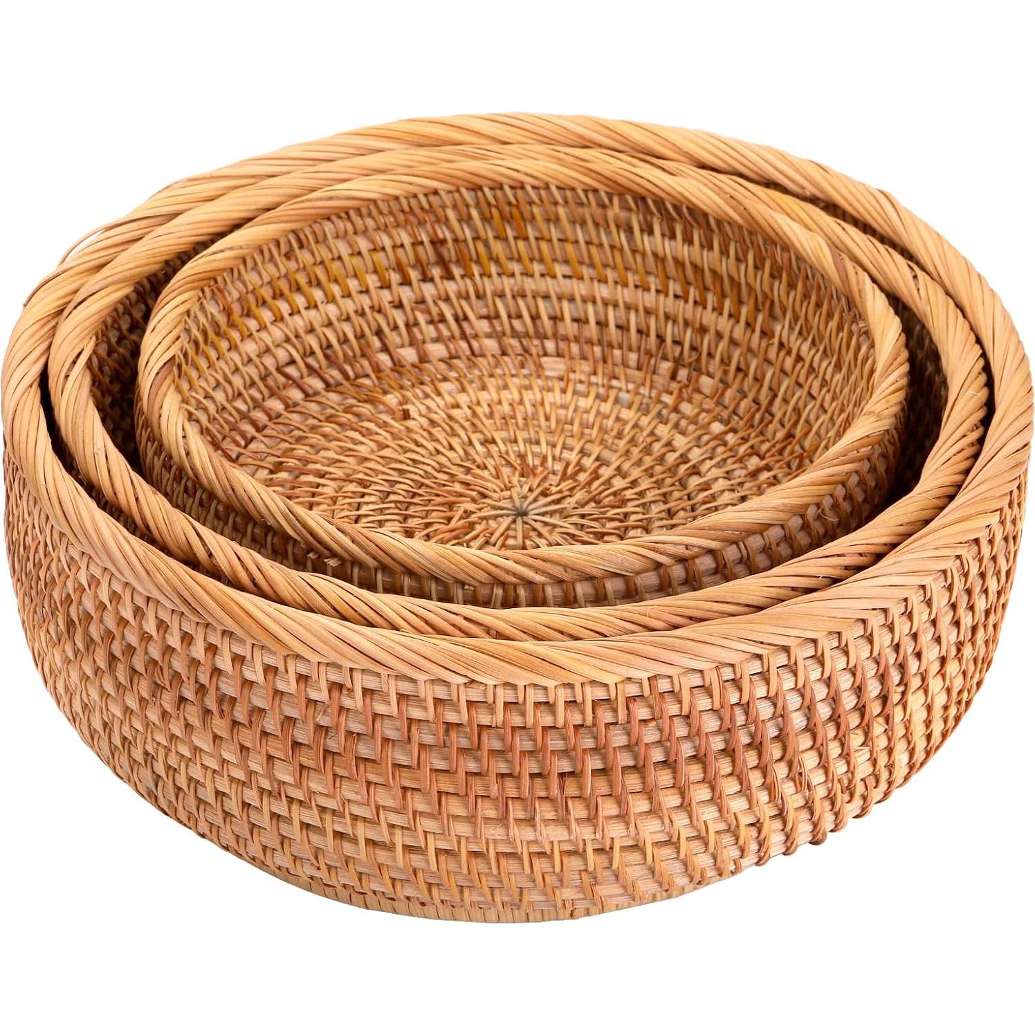 Cestas de Mimbre Jucoan - 3 Piezas Redondas para Frutas