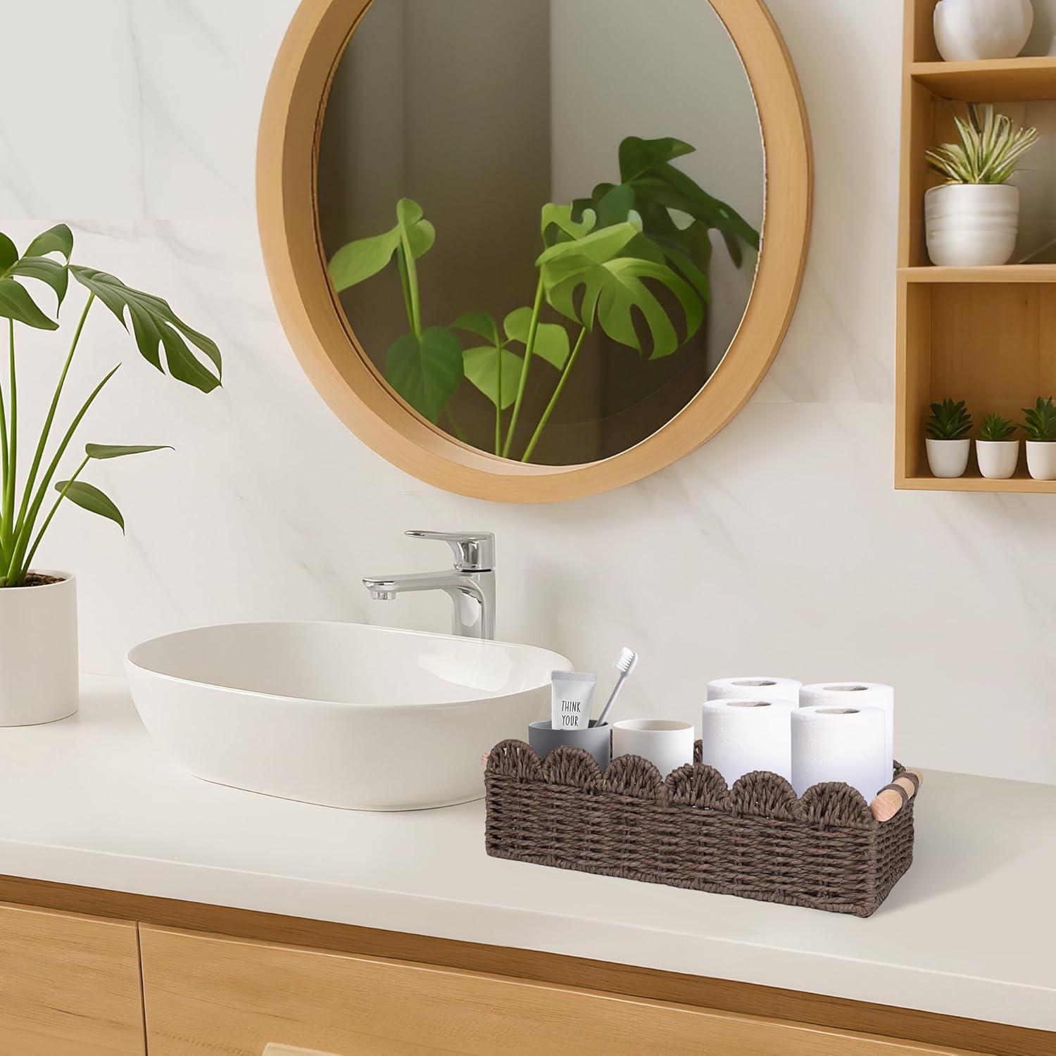 Cesta de Almacenamiento TIMMIUWU de Papel Higiénico Café 35.56x16x9.91cm