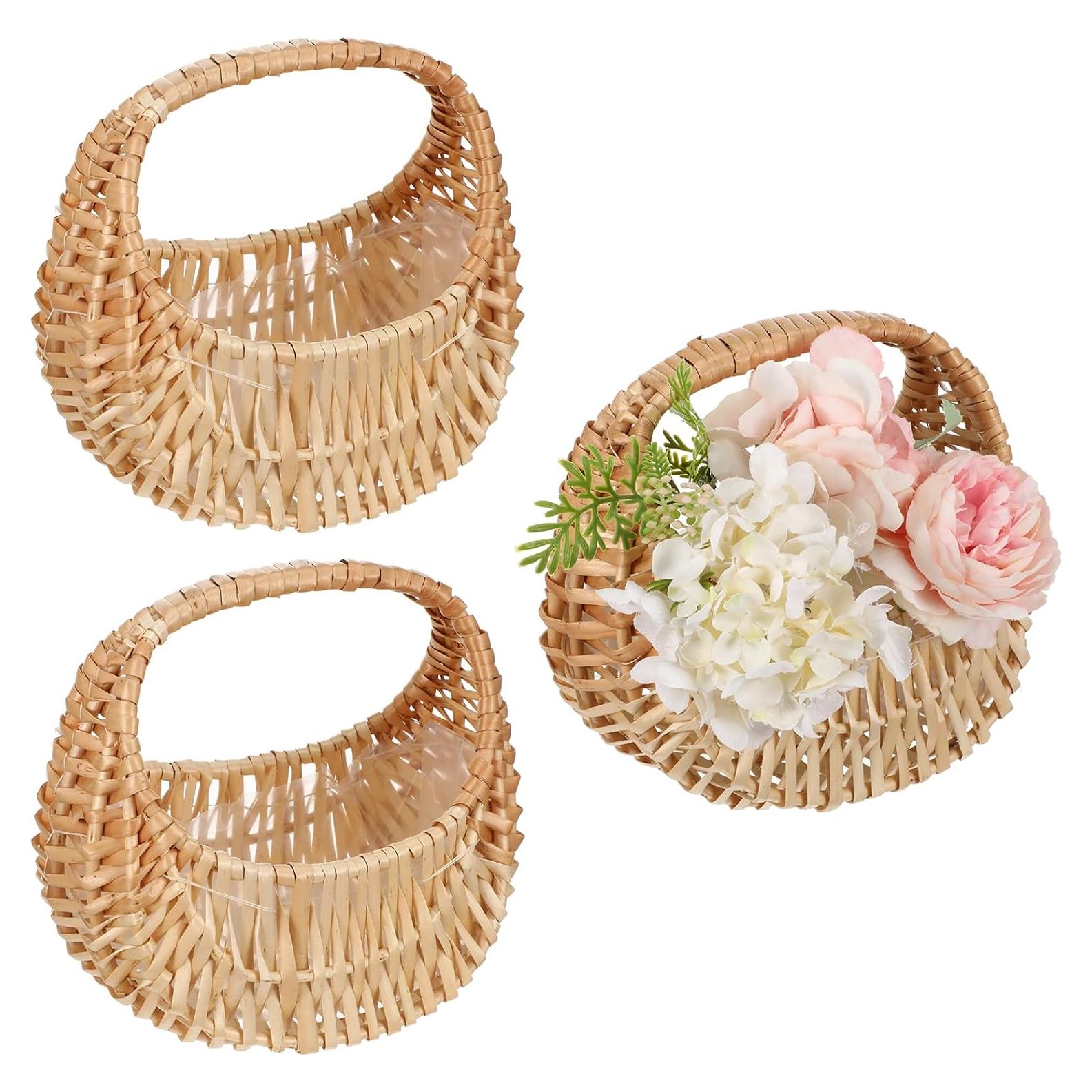 3 Cestas de Mimbre Ovaladas Mekueeex para Decoración y Almacenamiento