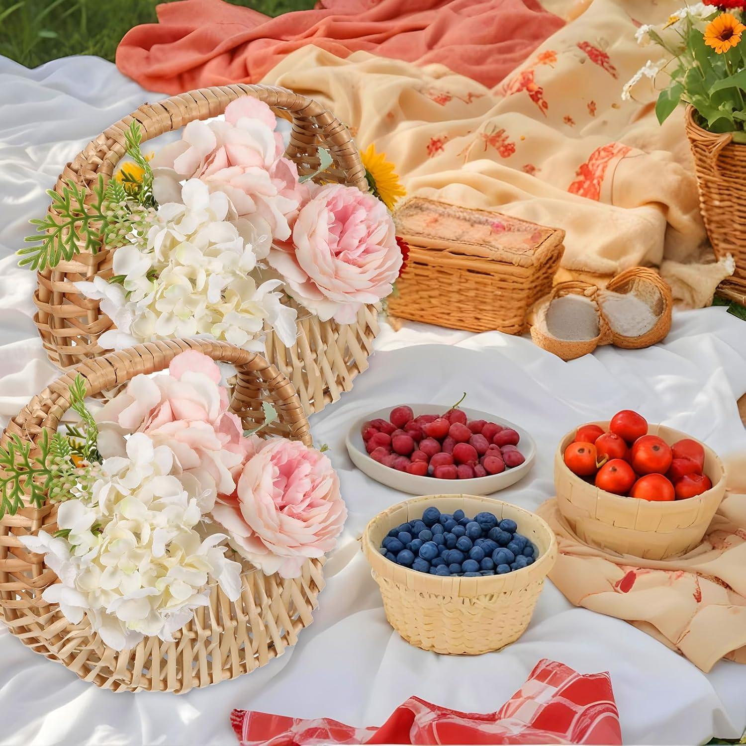 3 Cestas de Mimbre Ovaladas Mekueeex para Decoración y Almacenamiento