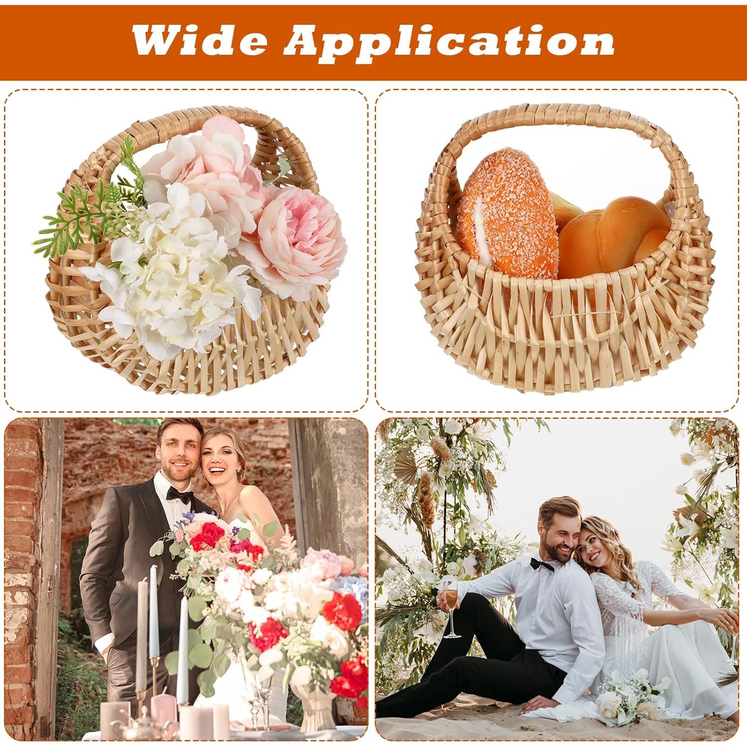 3 Cestas de Mimbre Ovaladas Mekueeex para Decoración y Almacenamiento