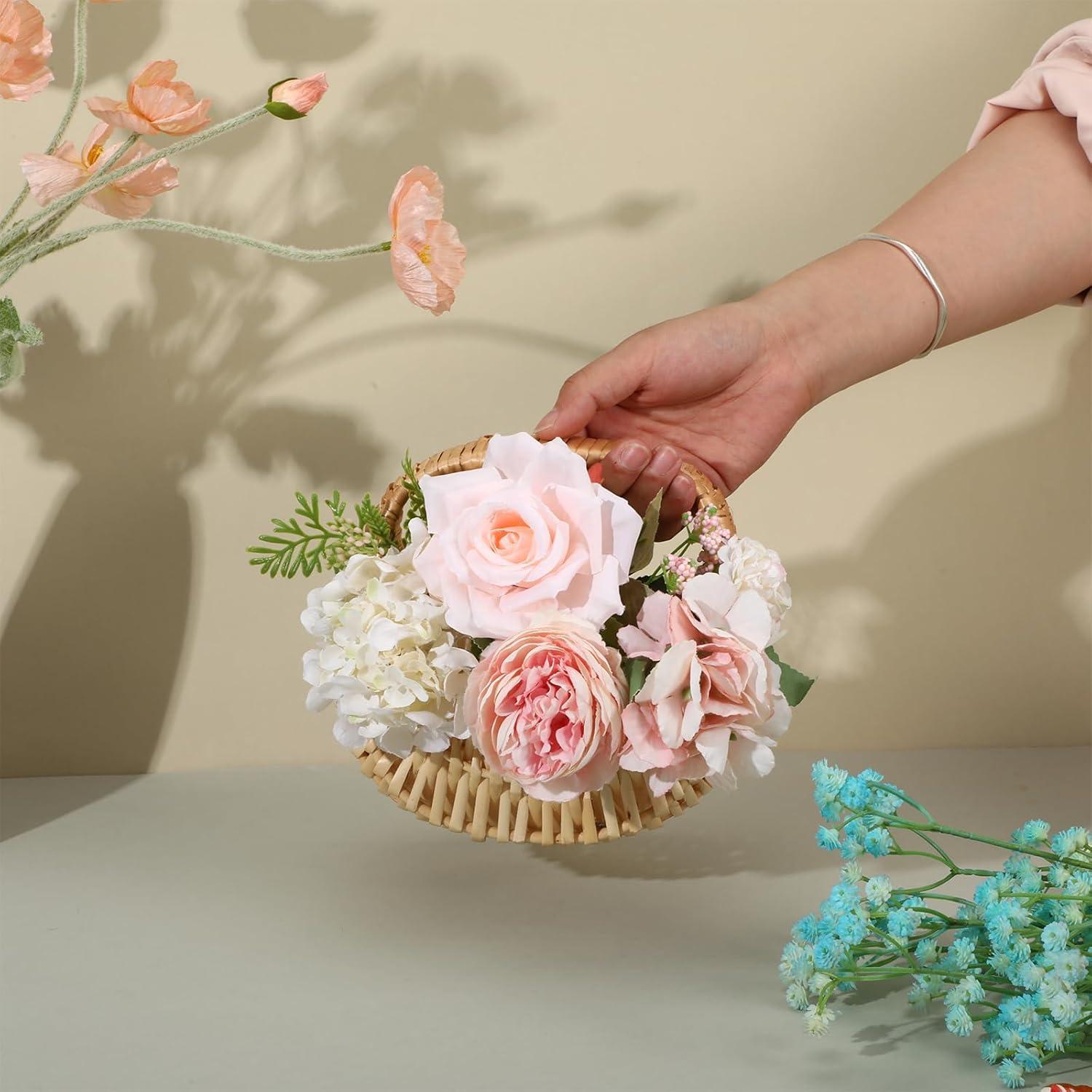 3 Cestas de Mimbre Ovaladas Mekueeex para Decoración y Almacenamiento