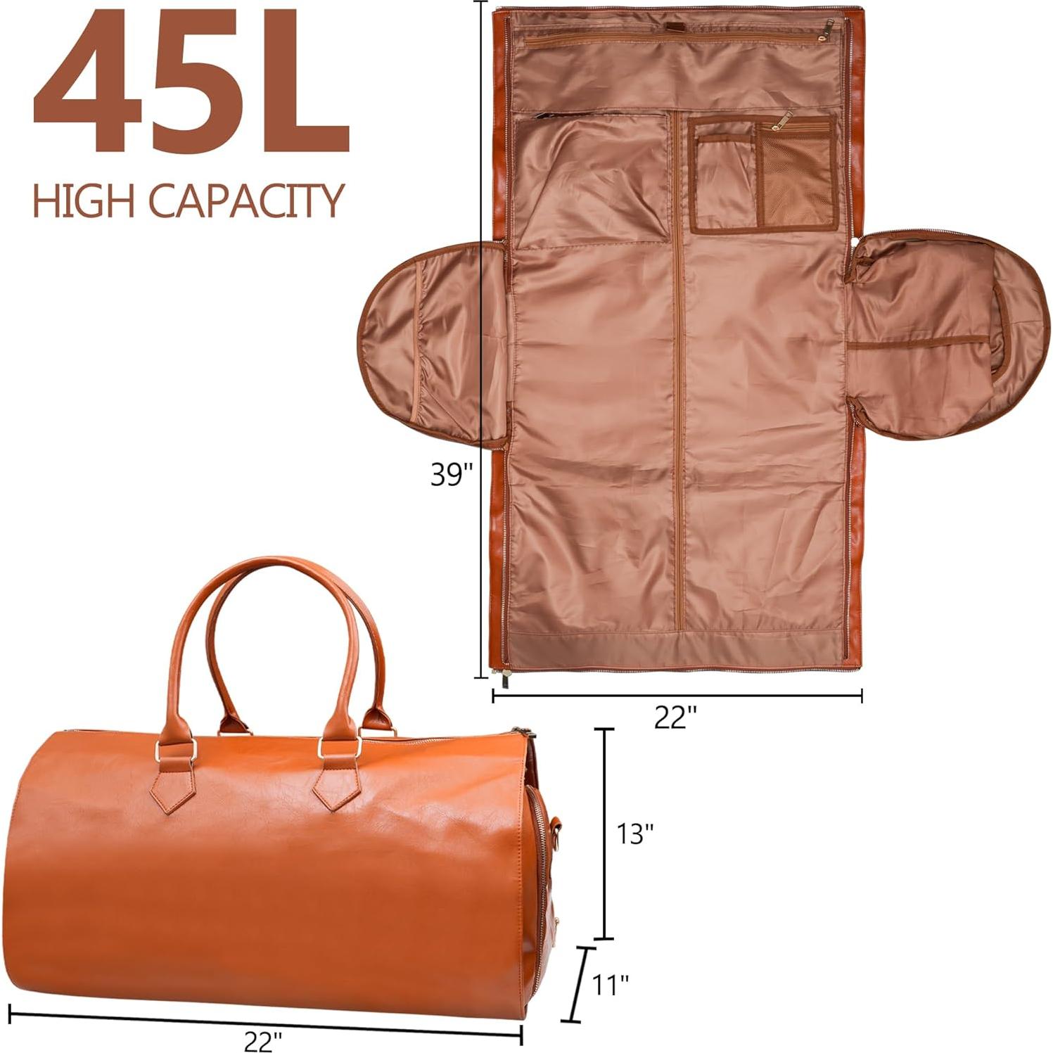 Bolsa de Viaje Convertible Kalawen 45L Naranja con Compartimento para Zapatos