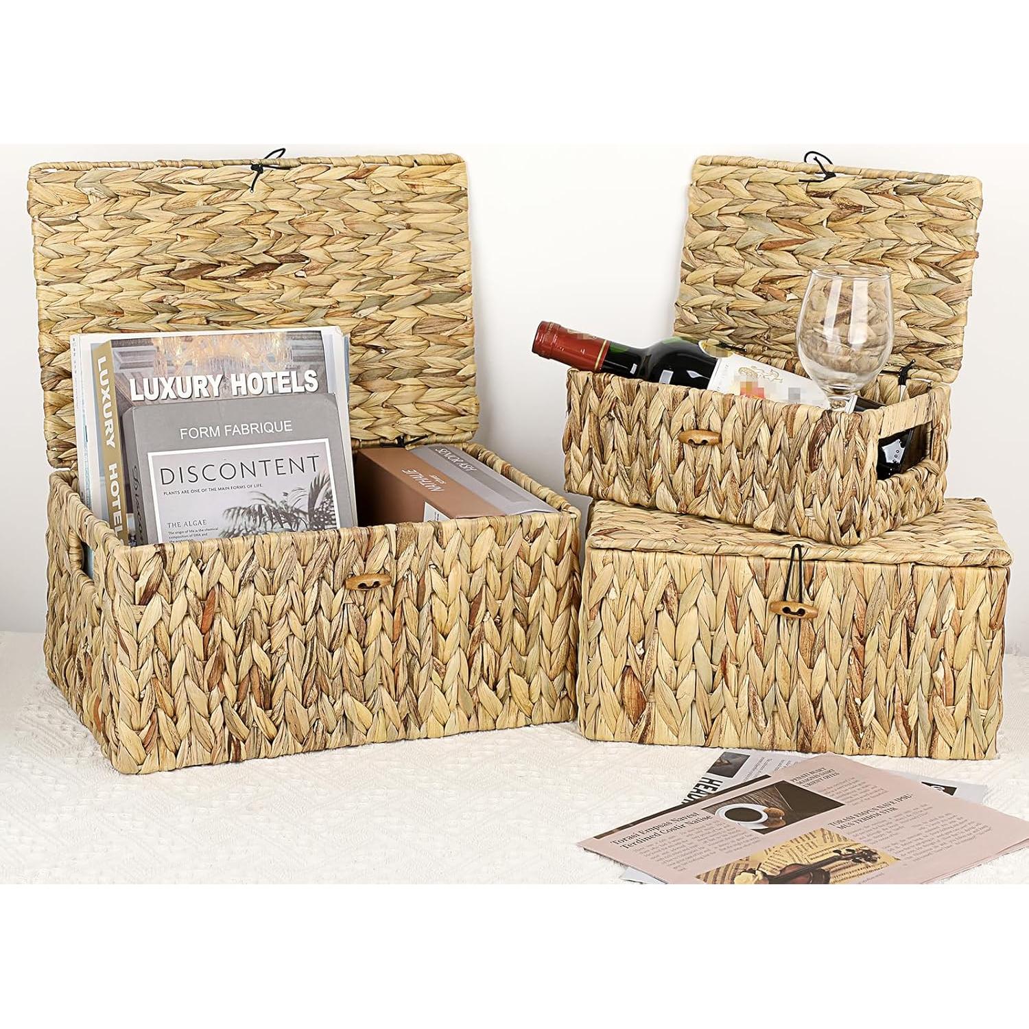 Cesta de Mimbre Hipiwe Mediana con Tapa - Almacenamiento Natural