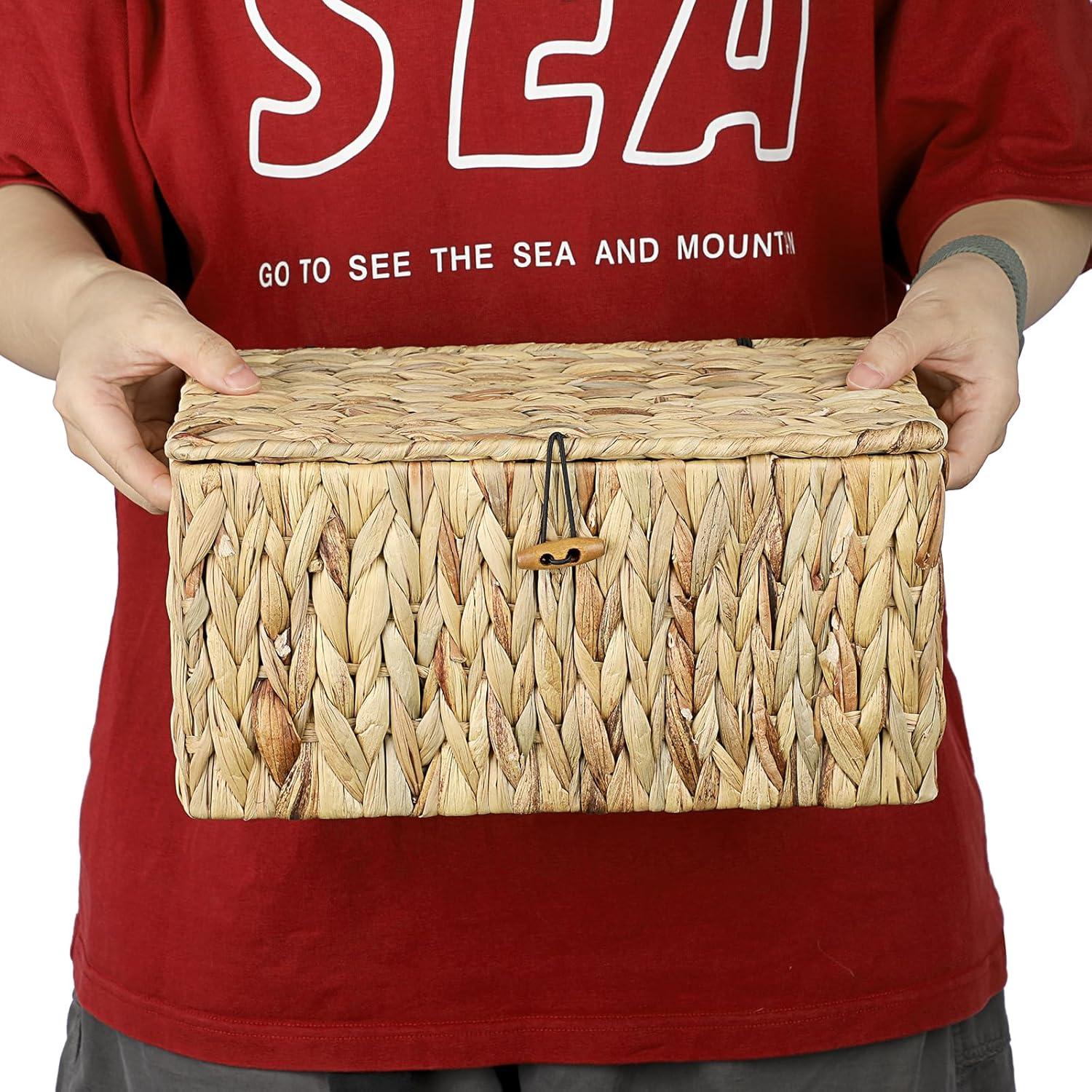 Cesta de Mimbre Hipiwe Mediana con Tapa - Almacenamiento Natural