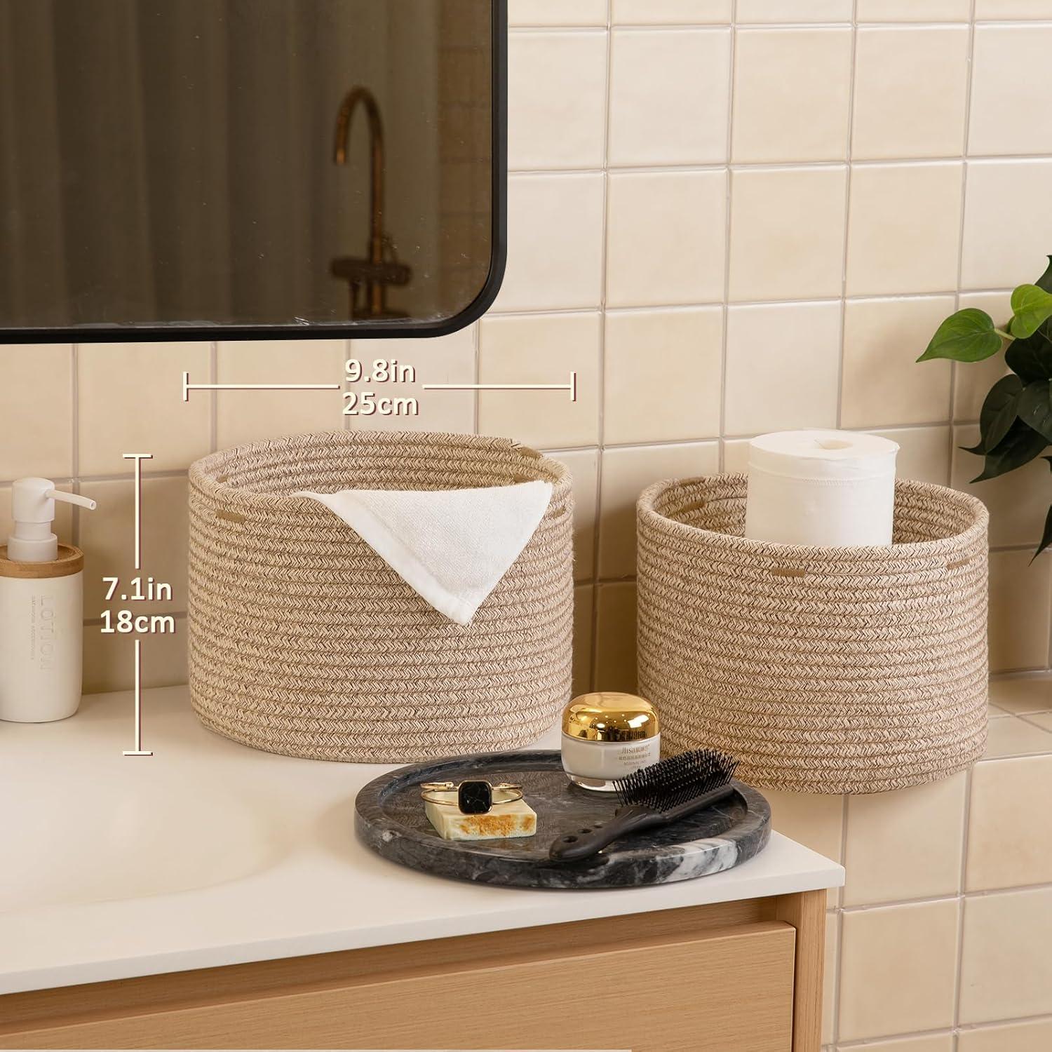 Cesta de Almacenamiento Pequeña OIAHOMY 24.9x24.9x18 cm Marrón