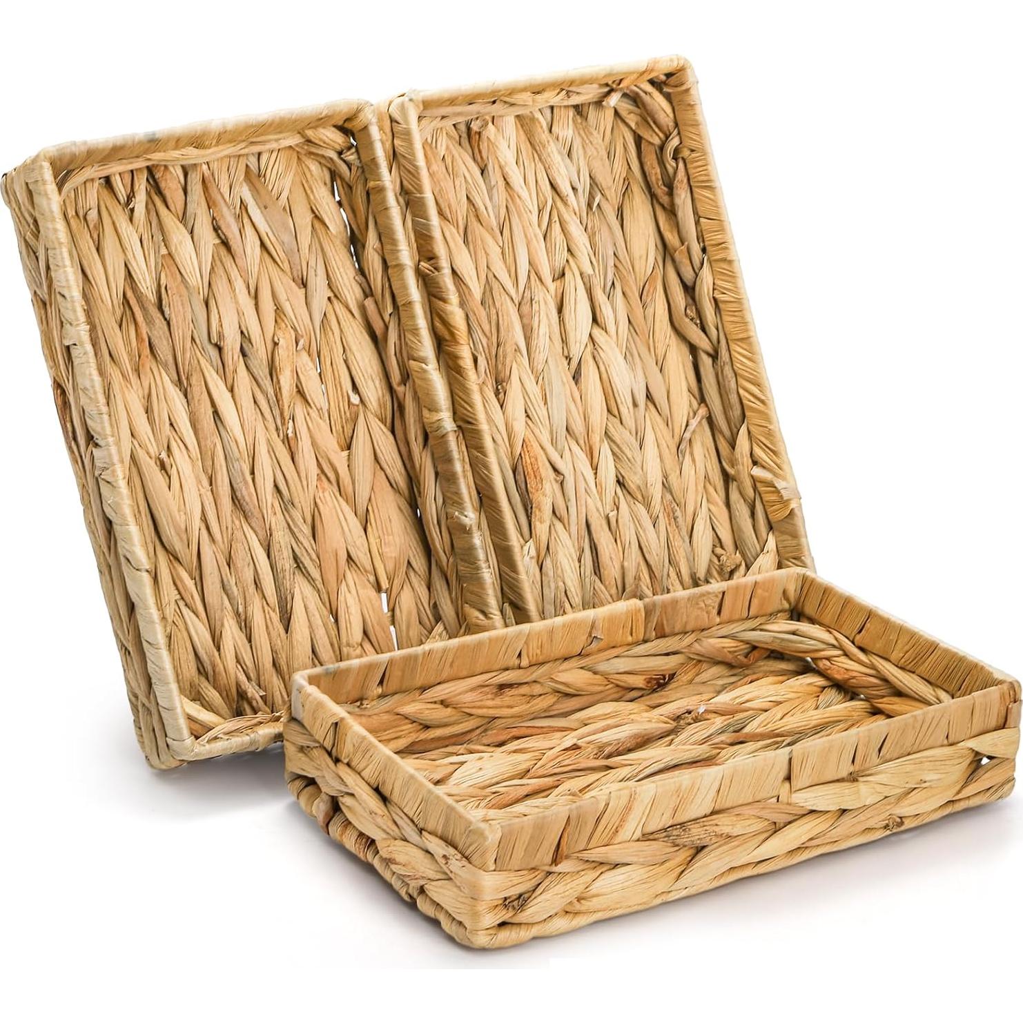 3 Bandejas de Almacenamiento de Mimbre Eorbow 25.4x15.2 cm