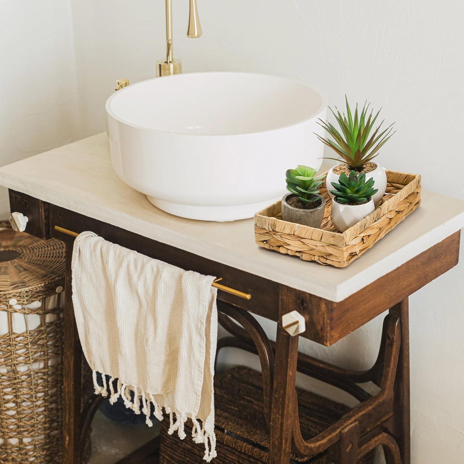 3 Bandejas de Almacenamiento de Mimbre Eorbow 25.4x15.2 cm