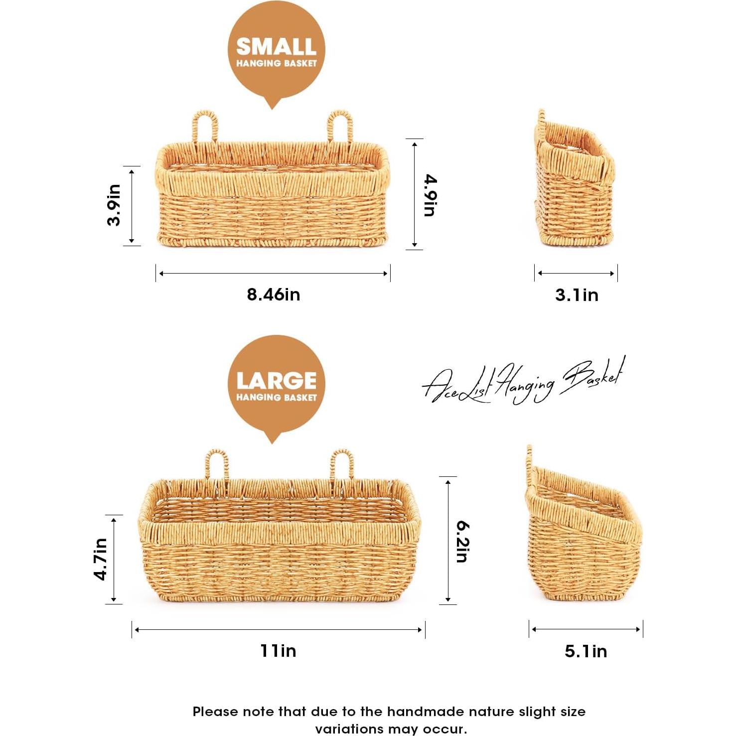 Cestas Colgantes AceList, Juego de 2 Tejidas a Mano Boho