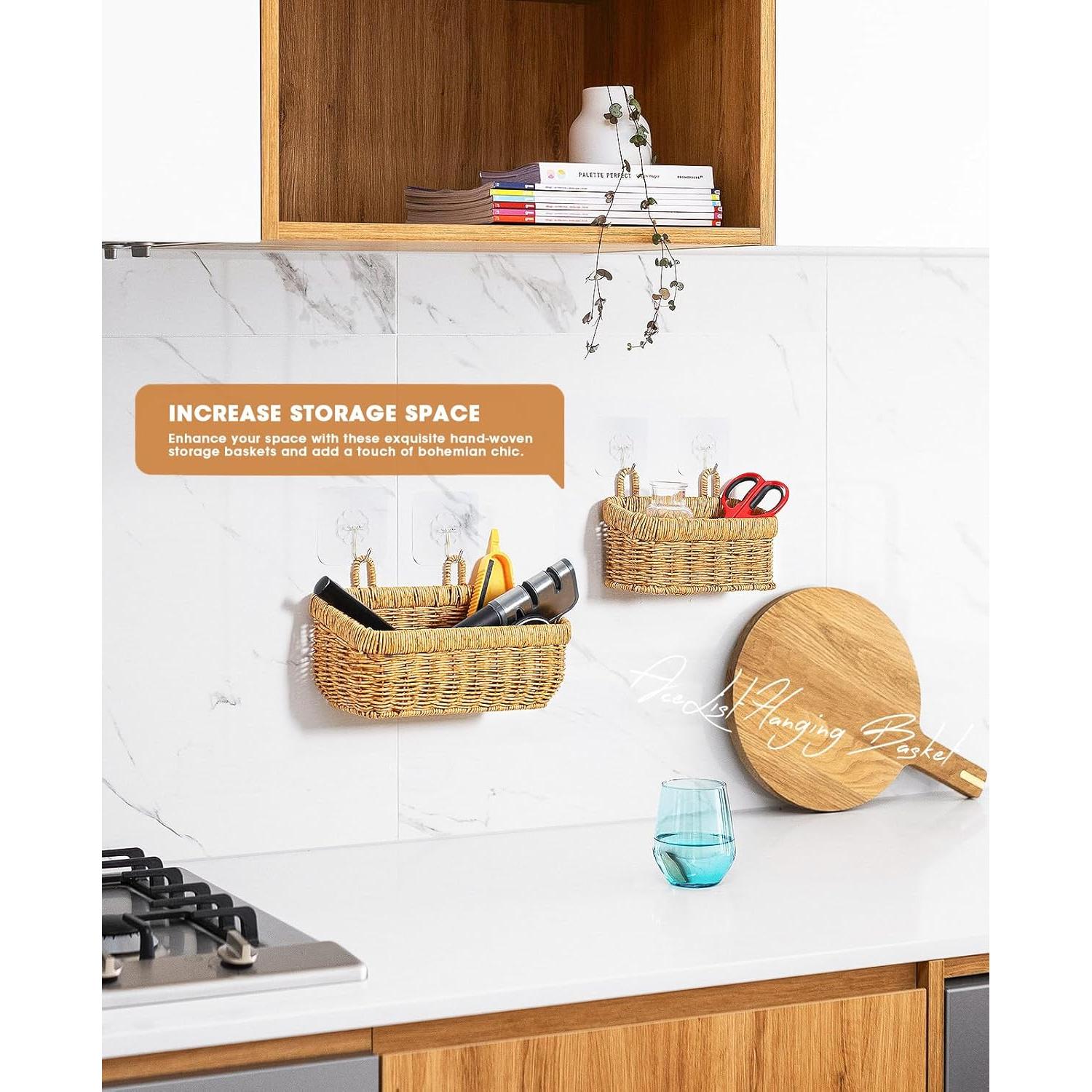 Cestas Colgantes AceList, Juego de 2 Tejidas a Mano Boho