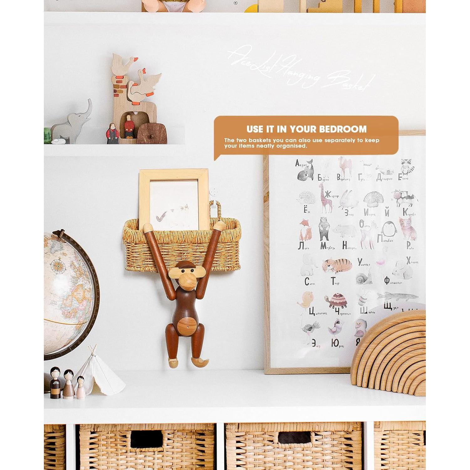 Cestas Colgantes AceList, Juego de 2 Tejidas a Mano Boho